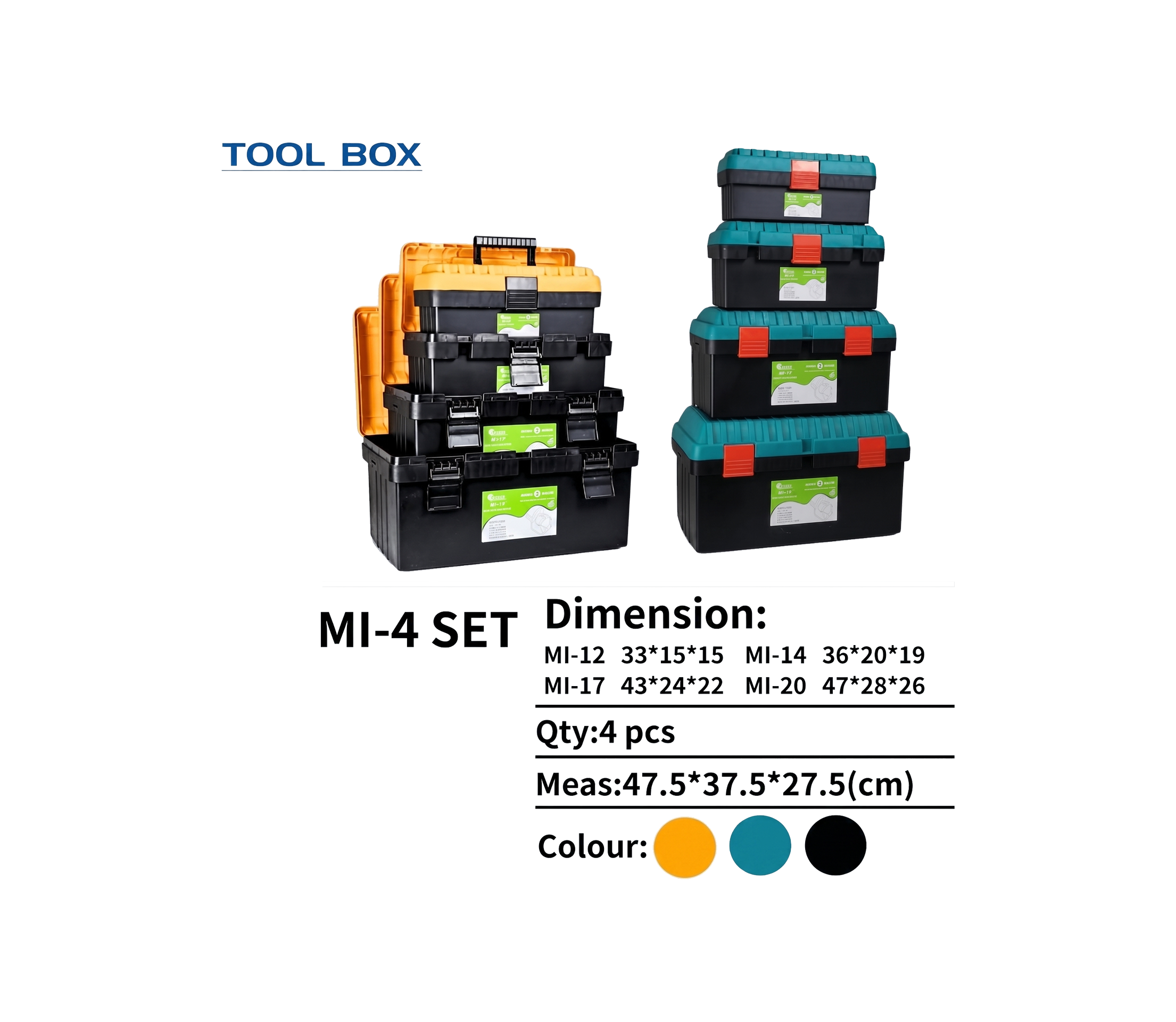 Set de Cajas para Herramienta | Juego de 4 Piezas (12" a 19") | FOLGTOOLS