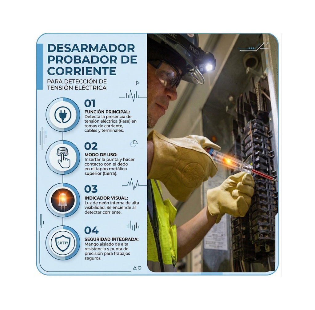 Desarmador Probador de Corriente | Detector de Tensión Profesional-FOLGTOOLS