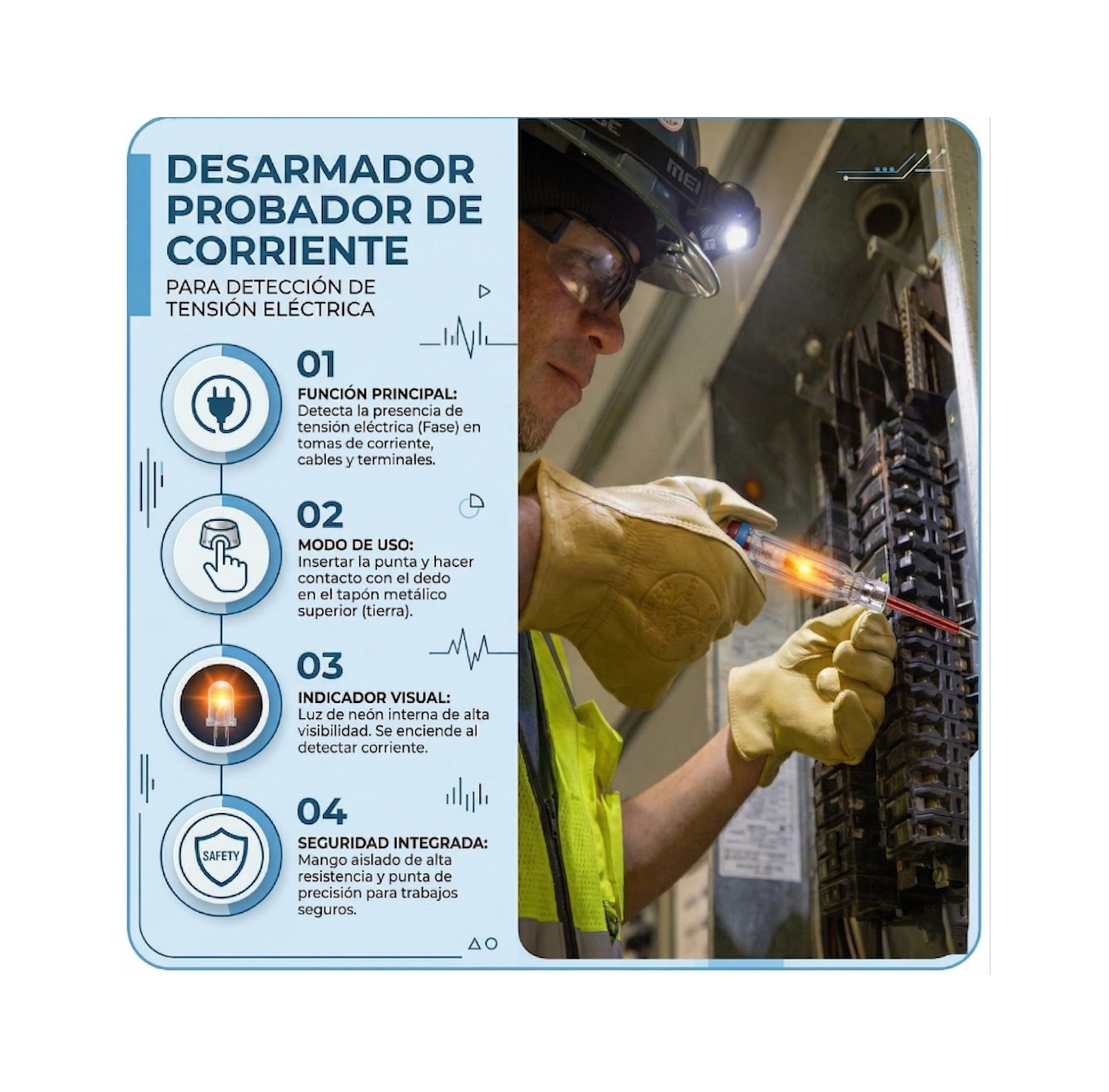 Desarmador Probador de Corriente | Detector de Tensión Profesional-FOLGTOOLS