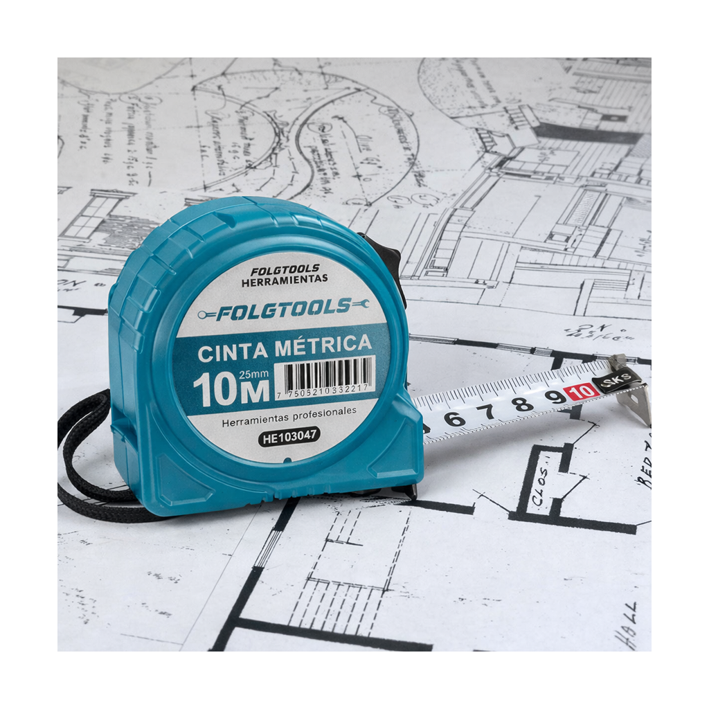 FLEXÓMETRO INDUSTRIAL 10M | CINTA MÉTRICA DE ALTA RESISTENCIA-FOLGTOOLS