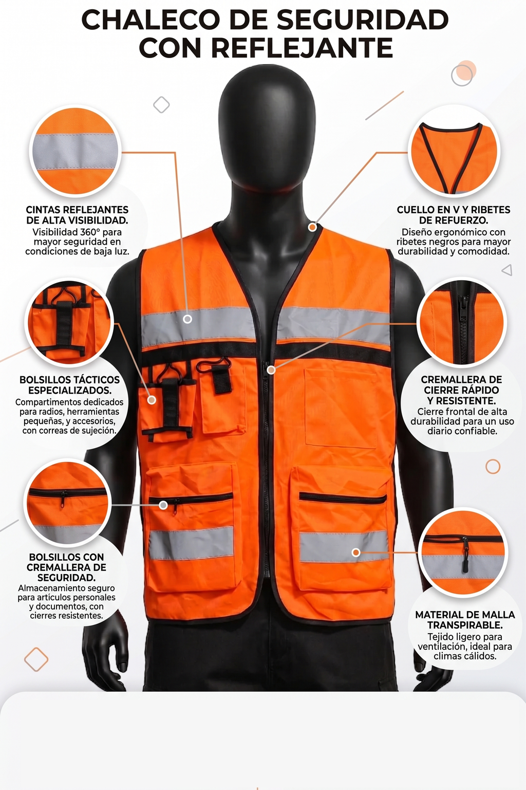 Chaleco de Seguridad Ejecutivo Multibolsillos -FOLGTOOLS