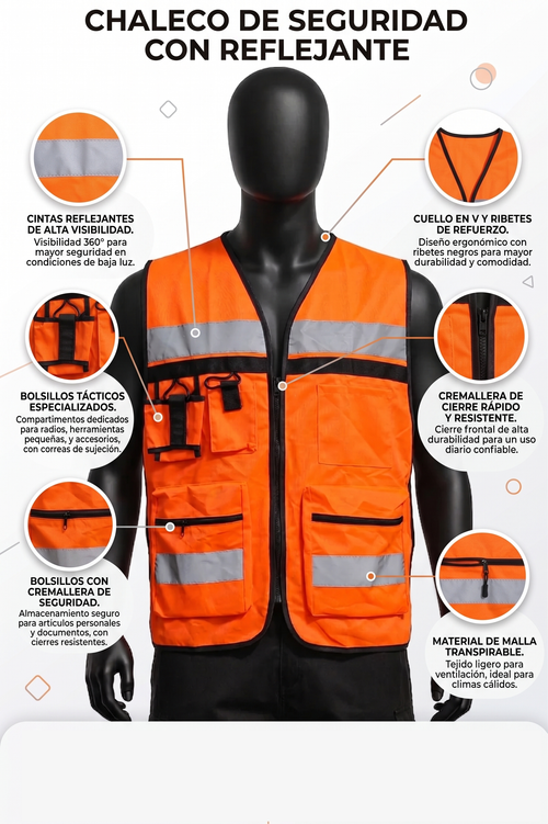 Chaleco de Seguridad Ejecutivo Multibolsillos -FOLGTOOLS