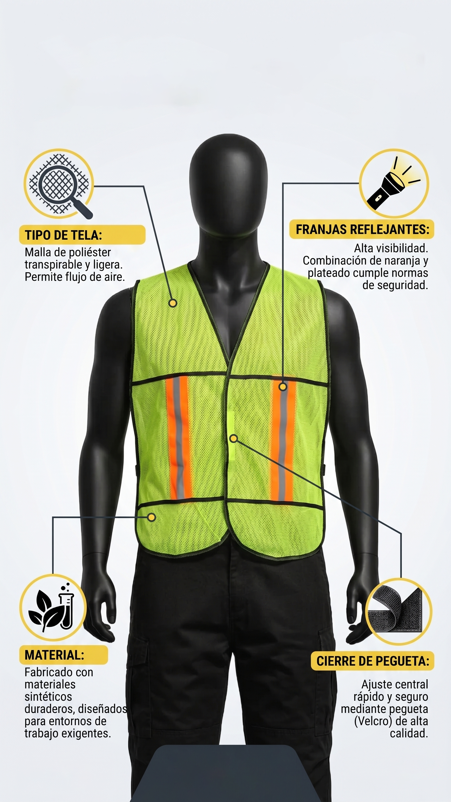 Chaleco de Seguridad de Alta Visibilidad -FOLGTOOLS