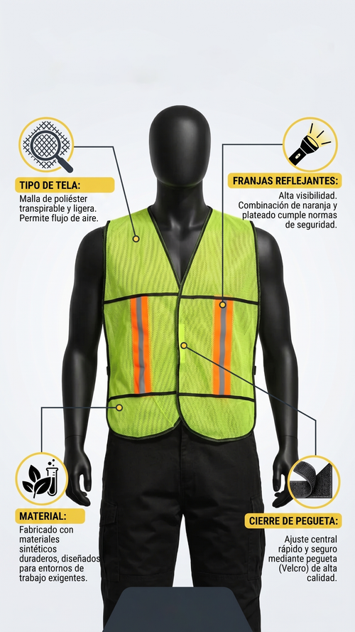 Chaleco de Seguridad de Alta Visibilidad -FOLGTOOLS