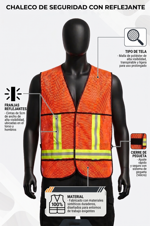 Chaleco de Seguridad Naranja Neón-FOLGTOOLS