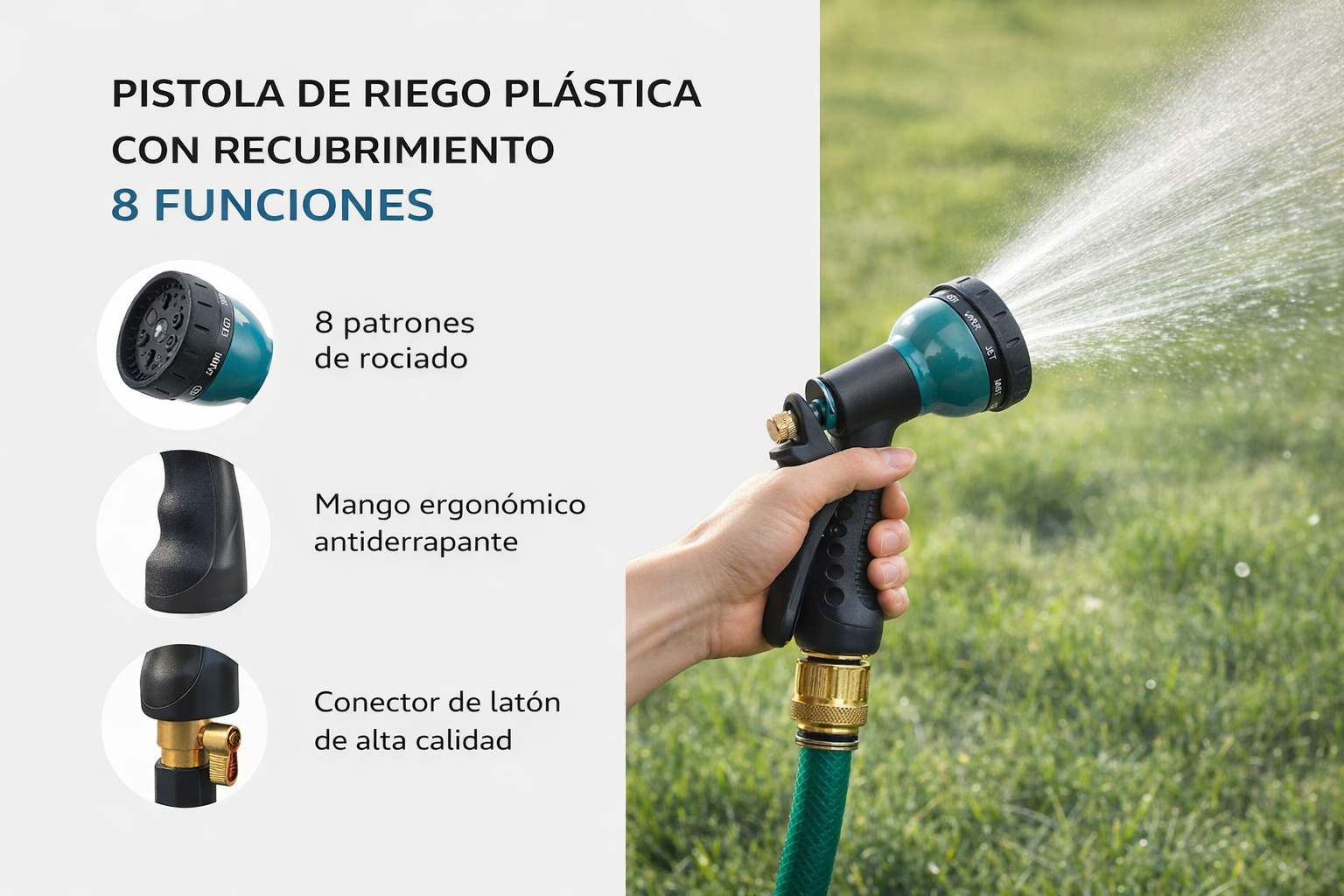 Pistola de Riego de 8 Funciones para Jardín-FOLGTOOLS