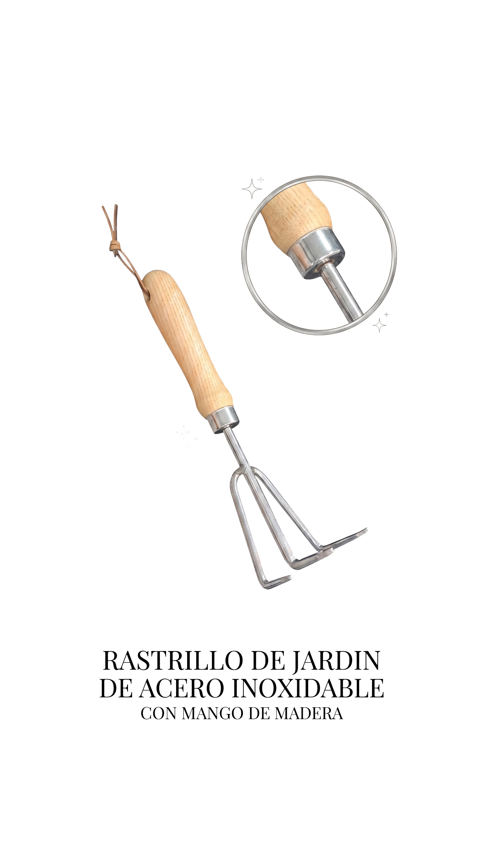 Rastrillo de Jardín Manual (3 Dientes) para Jardinería -FOLGTOOLS