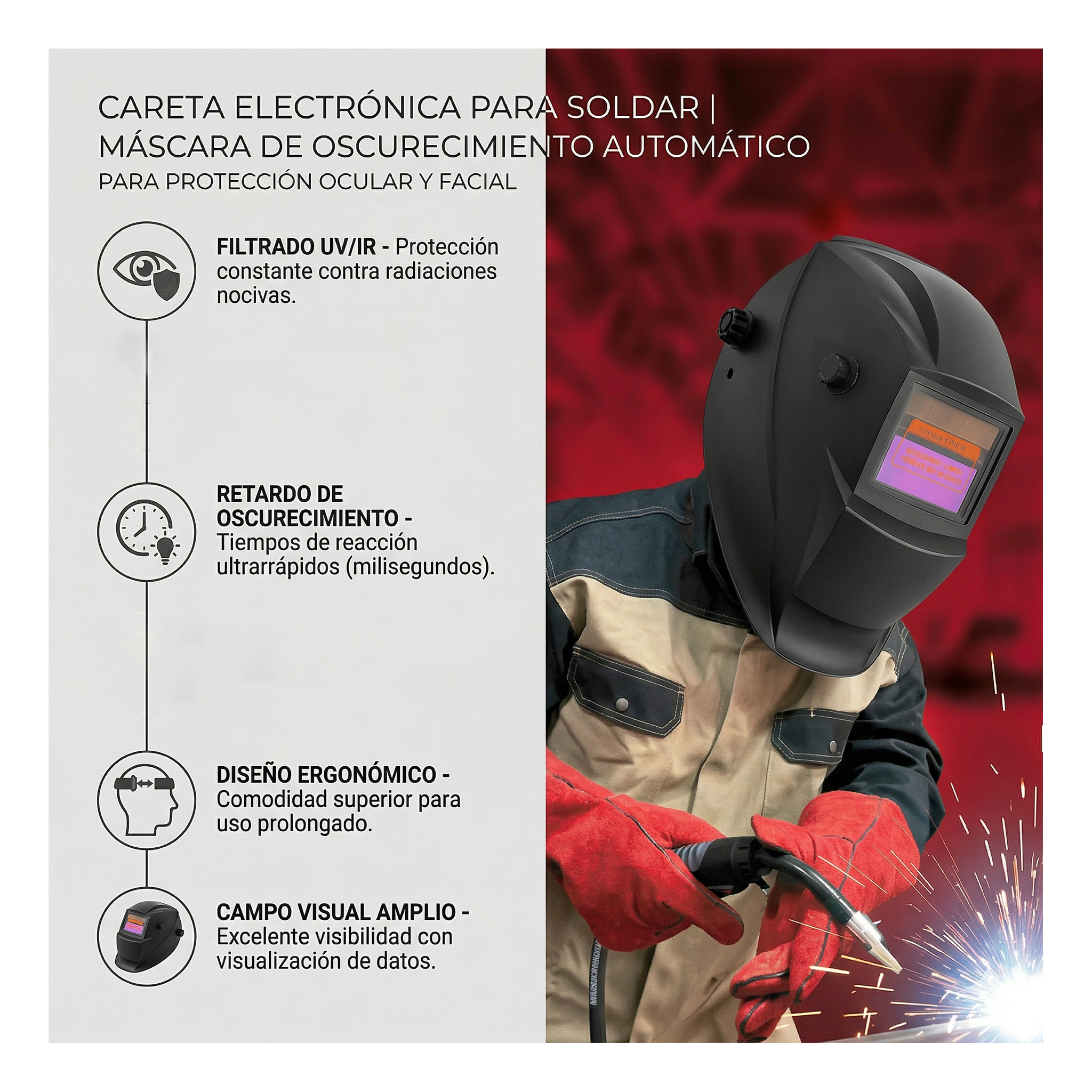 Careta Electrónica para Soldar -FOLGTOOLS