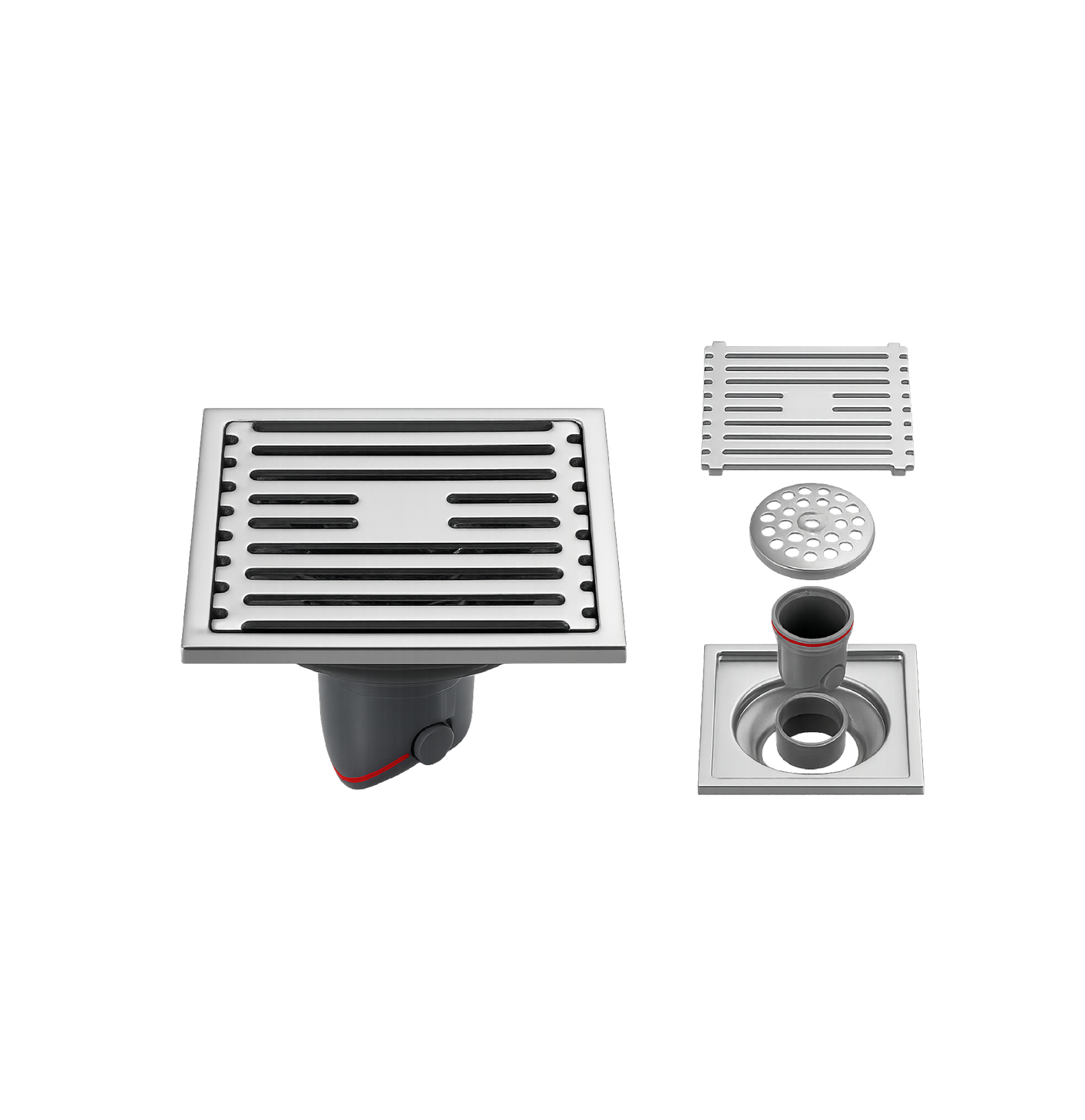 Coladera Cuadrada Premium | Serie Inox-Flow | FOLGVEX