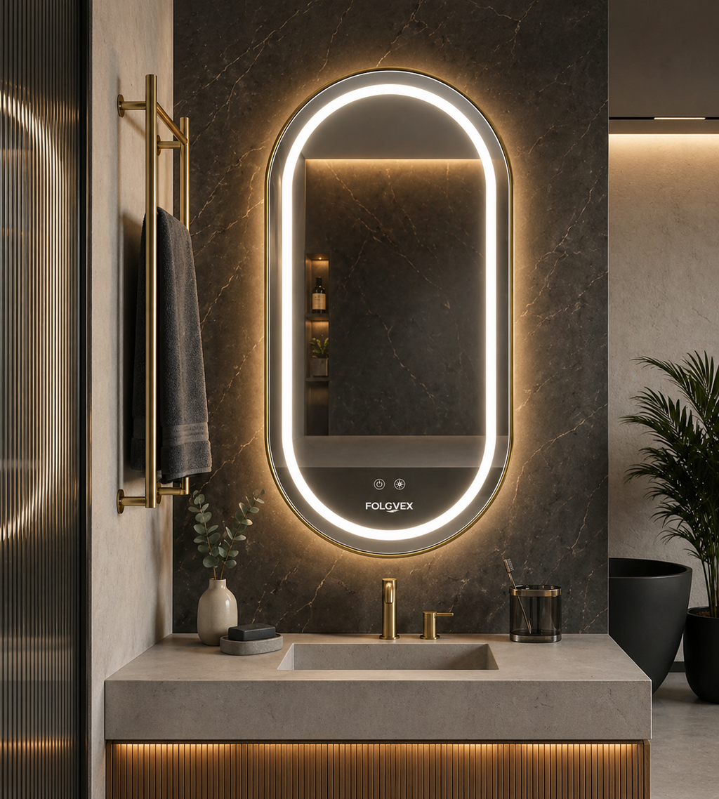 Espejo LED Ovalado Colección NEXUS Sistema Antivaho | FOLGVEX