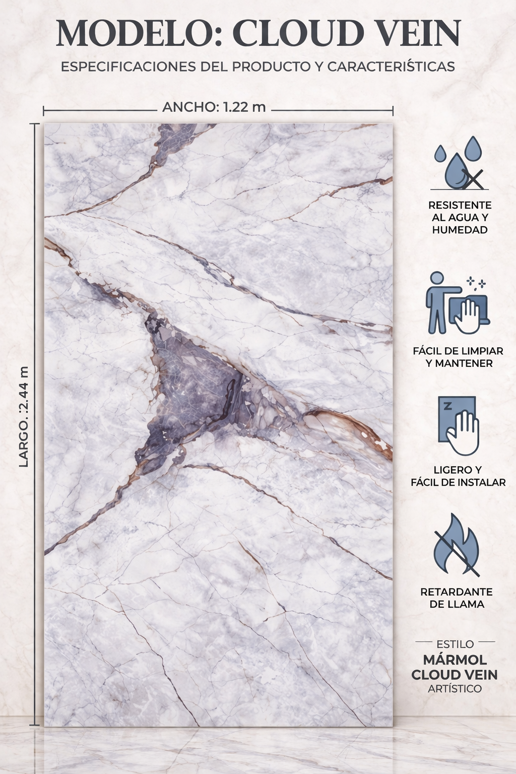FOLGDECOR® · LITHOS · CLOUD VEIN PANEL DECORATIVO