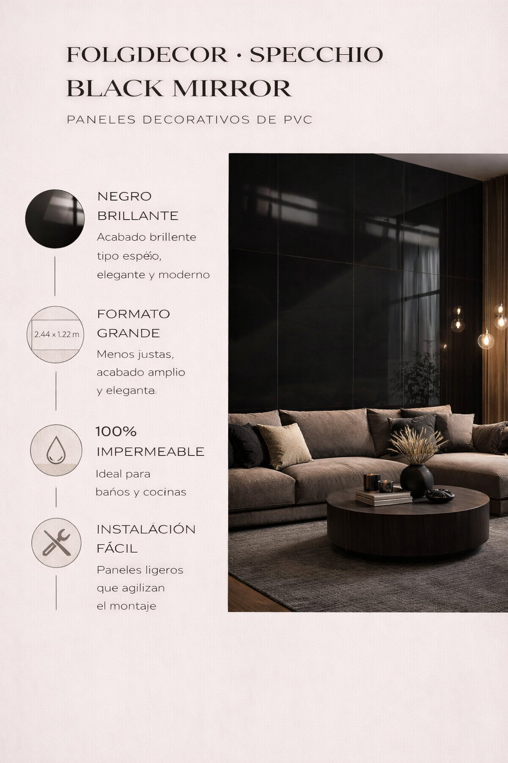 FOLGDECOR · SPECCHIO · BLACK MIRROR · PANELES DECORATIVOS