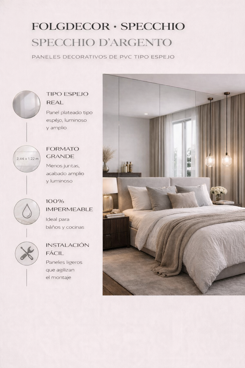 FOLGDECOR · SPECCHIO · SPECCHIO D’ARGENTO · PANELES DECORATIVOS