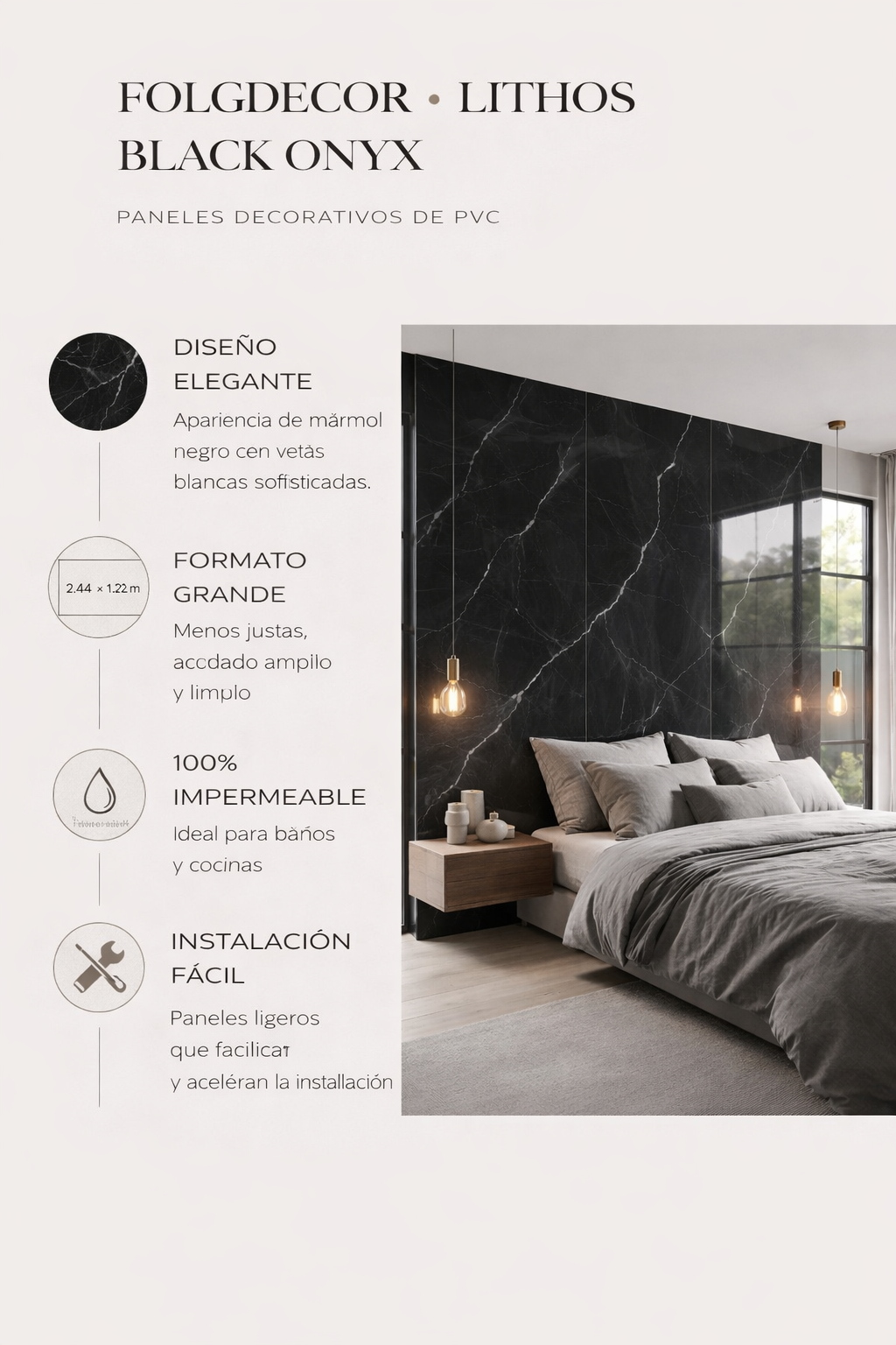 FOLGDECOR · LITHOS · BLACK ONYX · PANELES DECORATIVOS