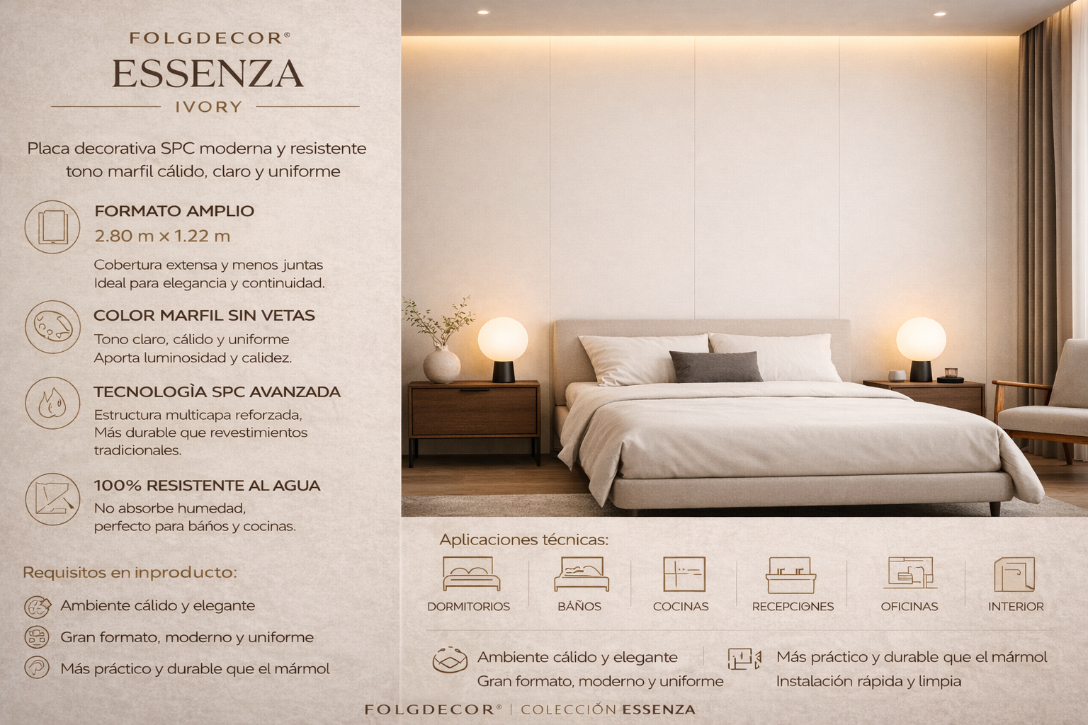 FOLGDECOR® · ESSENZA · IVORY PLACA DECORATIVA