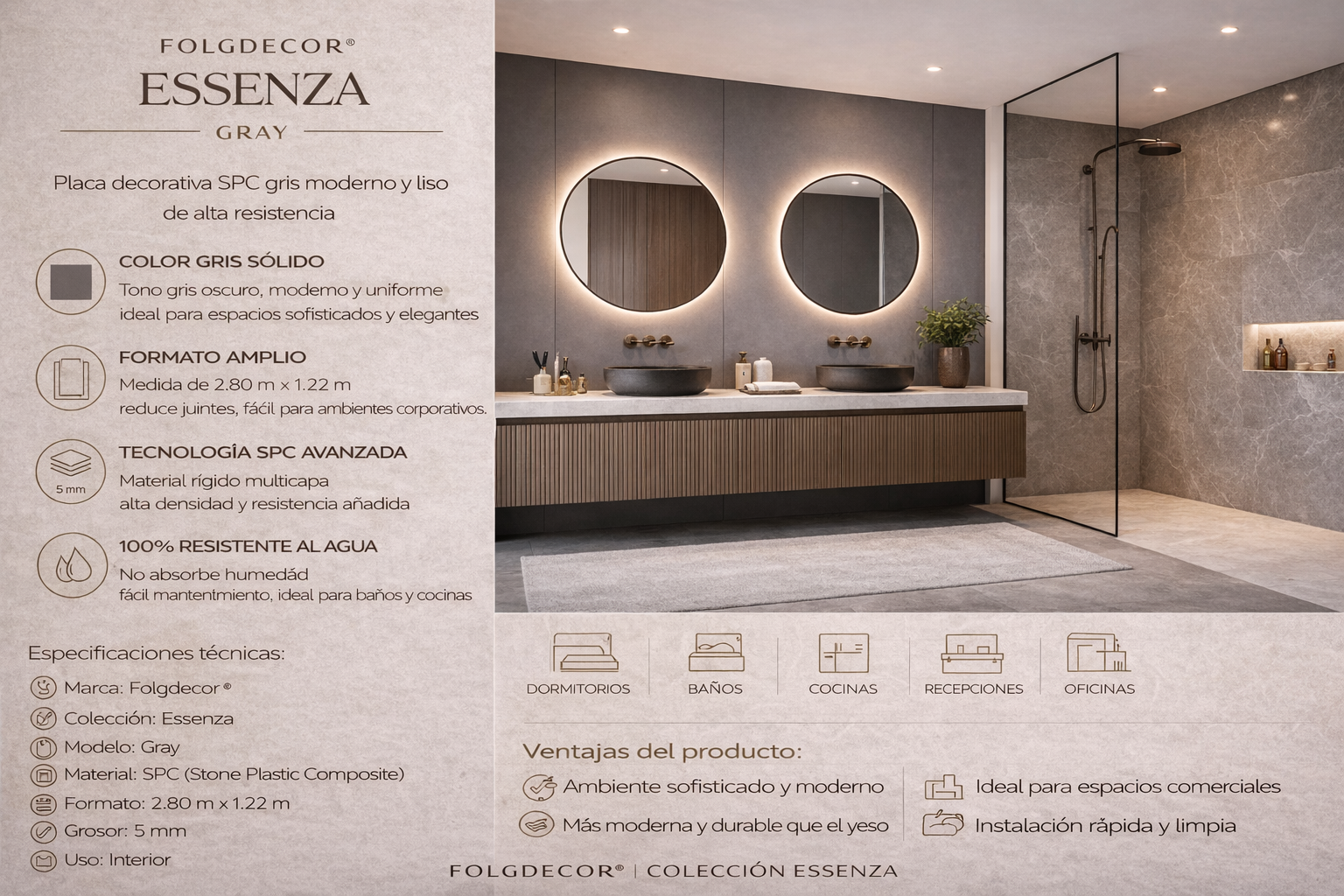 FOLGDECOR® · ESSENZA · GRAY PANEL DECORATIVO