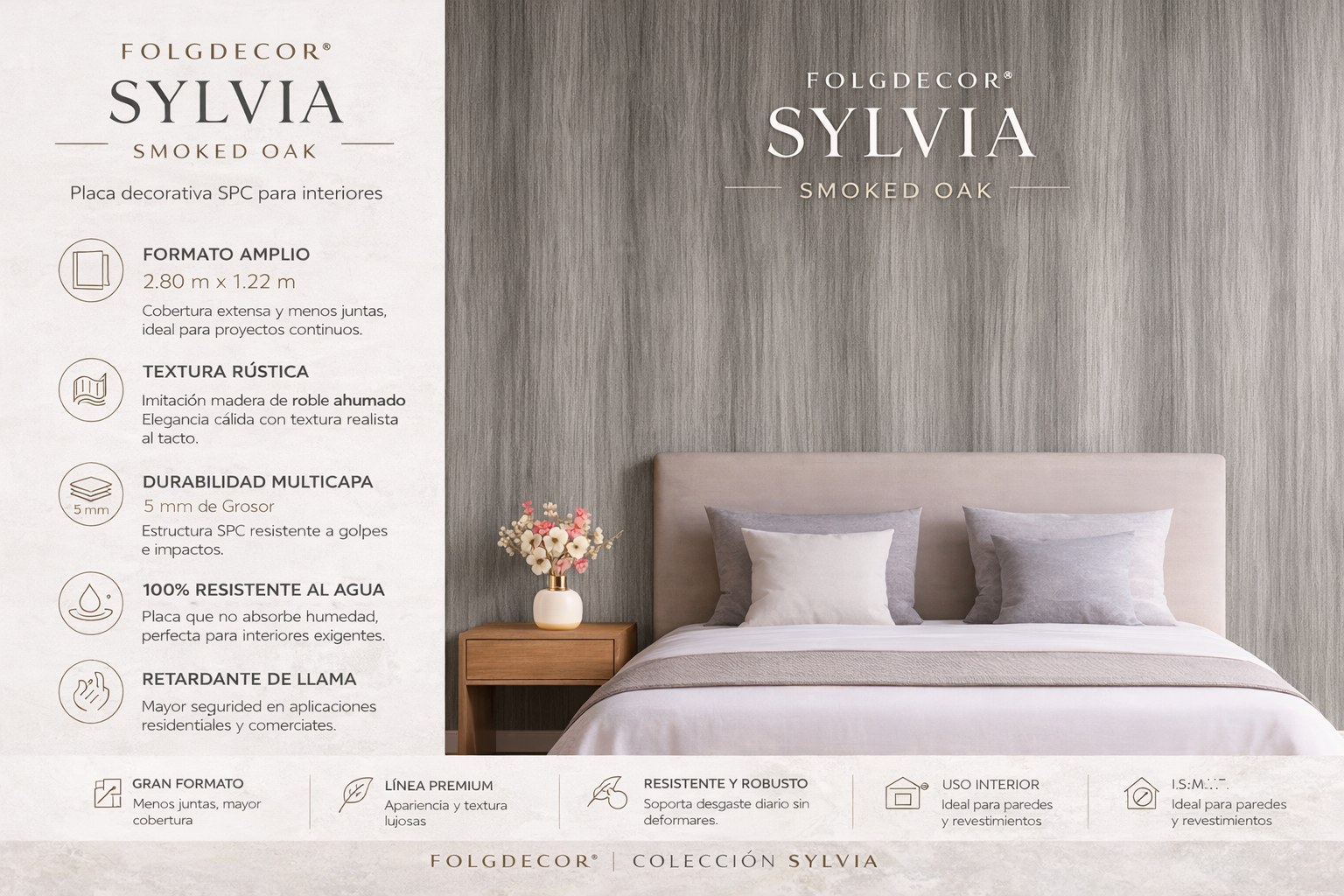 FOLGDECOR® · SYLVIA · SMOKED OAK PANEL DECORATIVO