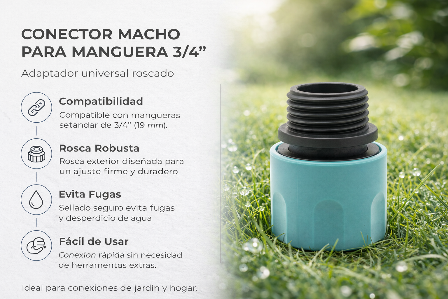 Conector Macho para Manguera | Rosca Exterior de 3/4"-FOLGTOOLS
