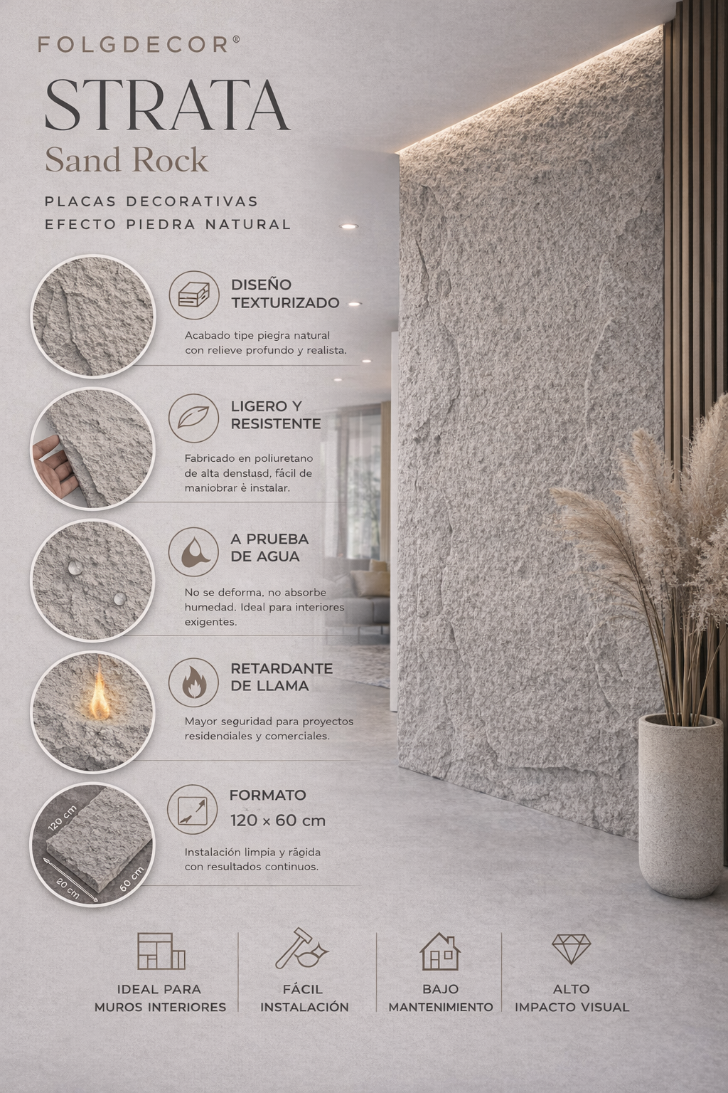 FOLGDECOR · STRATA · SAND ROCK PLACA DECORATIVA