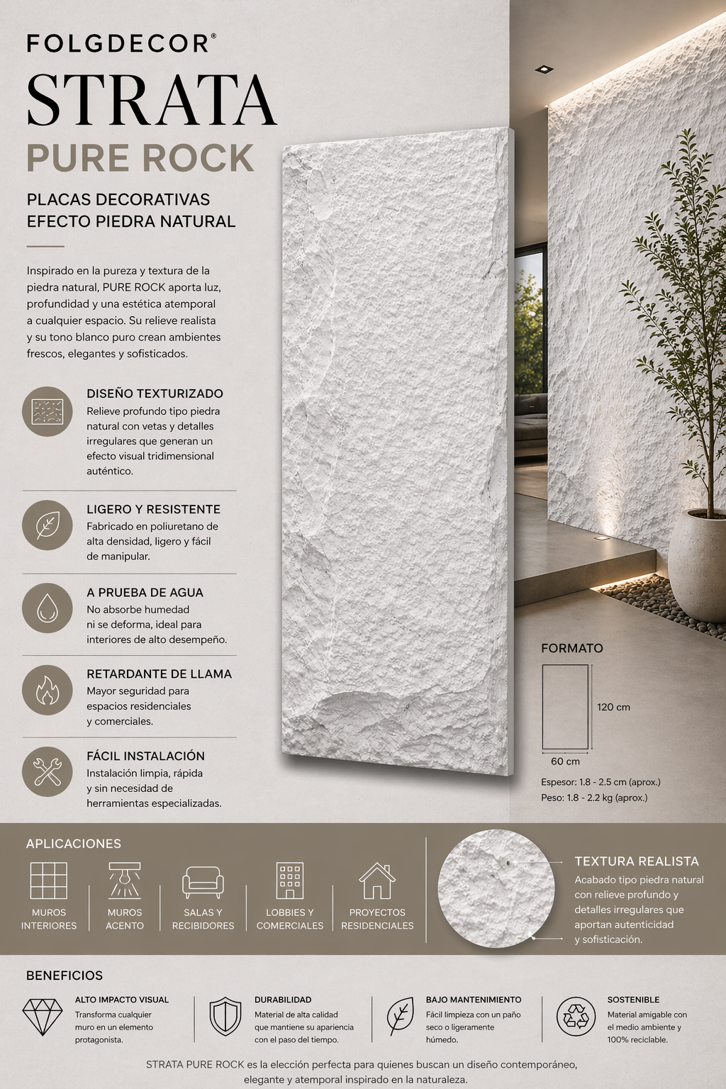 FOLGDECOR® · STRATA · PURE ROCK PANEL DECORATIVO