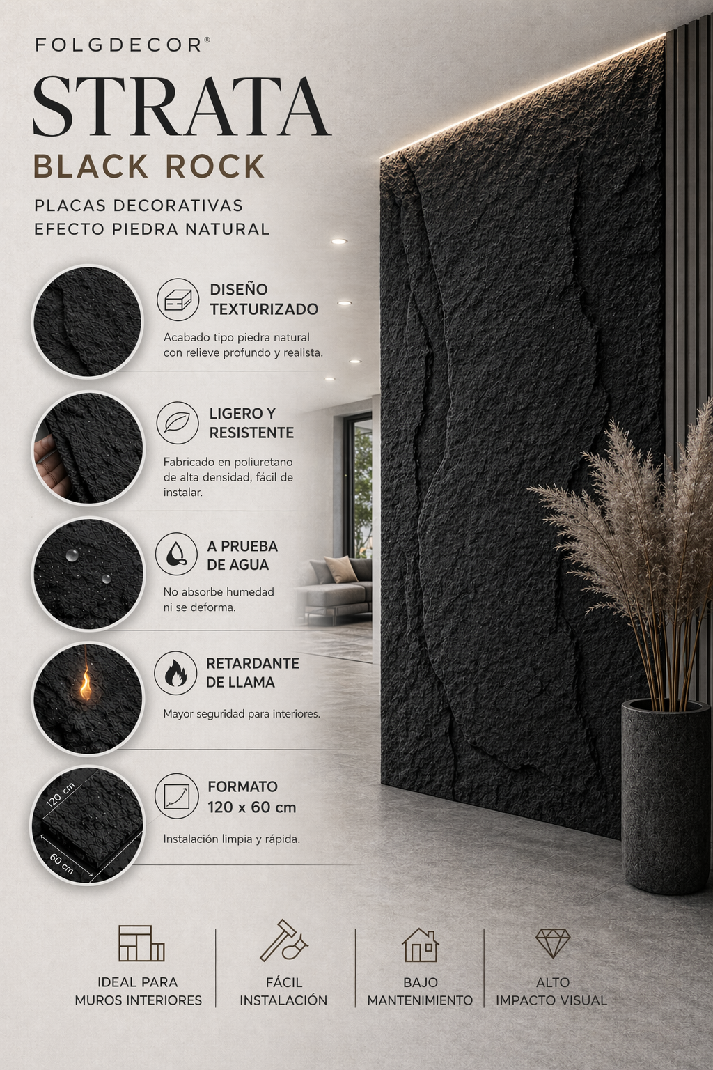 FOLGDECOR® · STRATA · BLACK ROCK