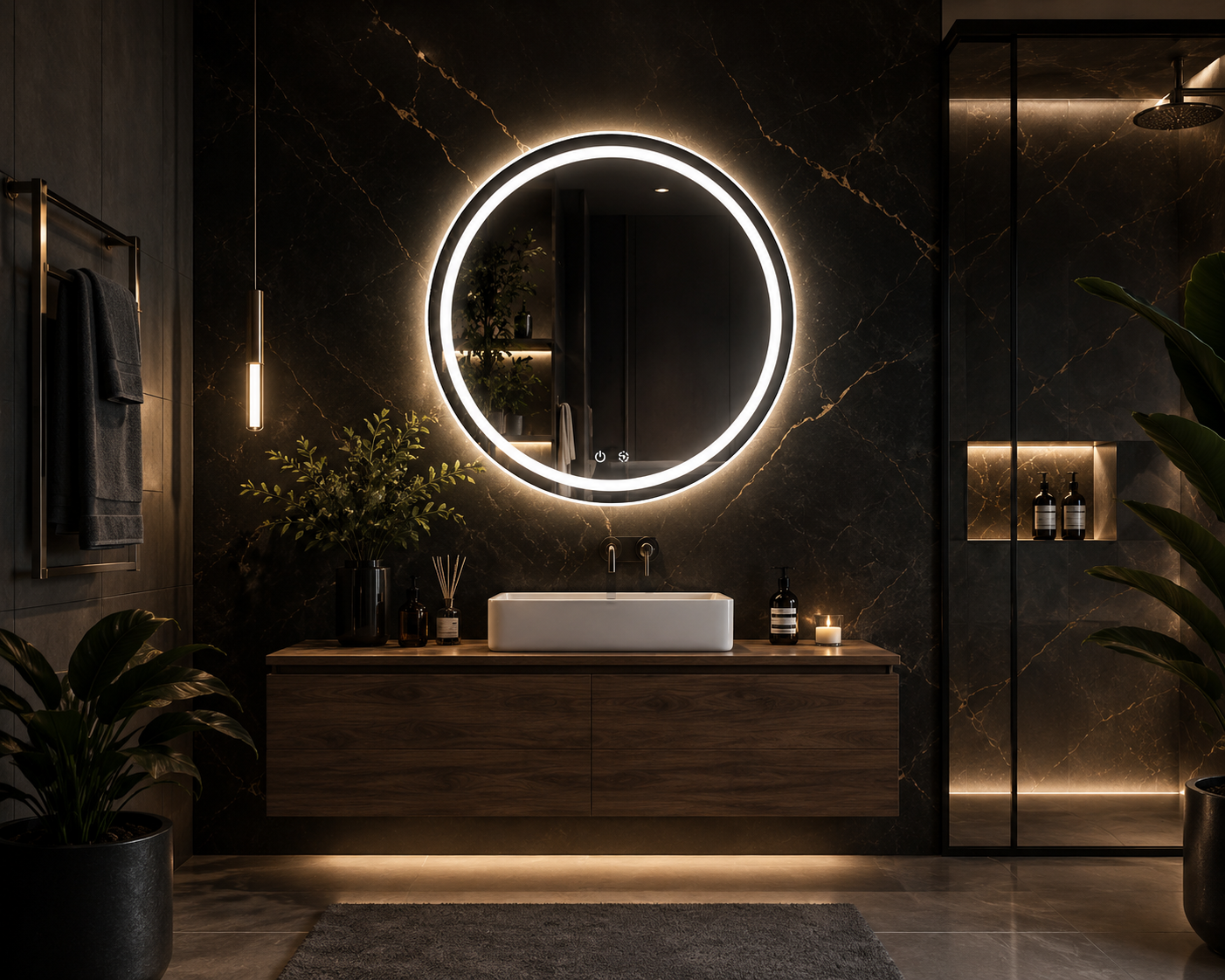 Espejo LED Circular NEXUS con Dimmer y Sistema Antivaho | FOLGMEX