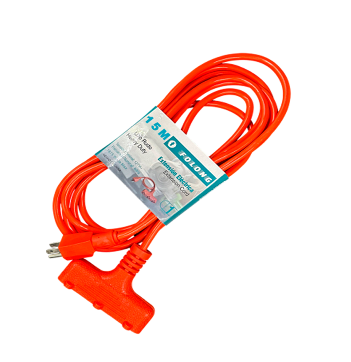 Extensión Eléctrica Uso Rudo 15 m Naranja | Línea Industrial | FOLGTECH