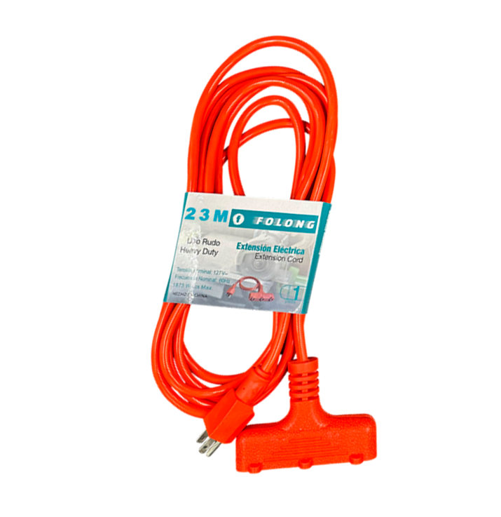 Extensión Eléctrica Uso Rudo 23 m Naranja | Línea Industrial | FOLGTECH
