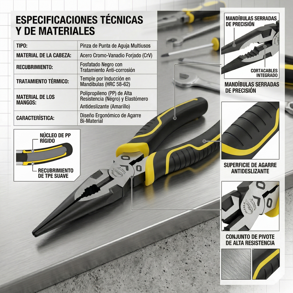 Pinza de Punta de Aguja Multiusos -FOLGTOOLS