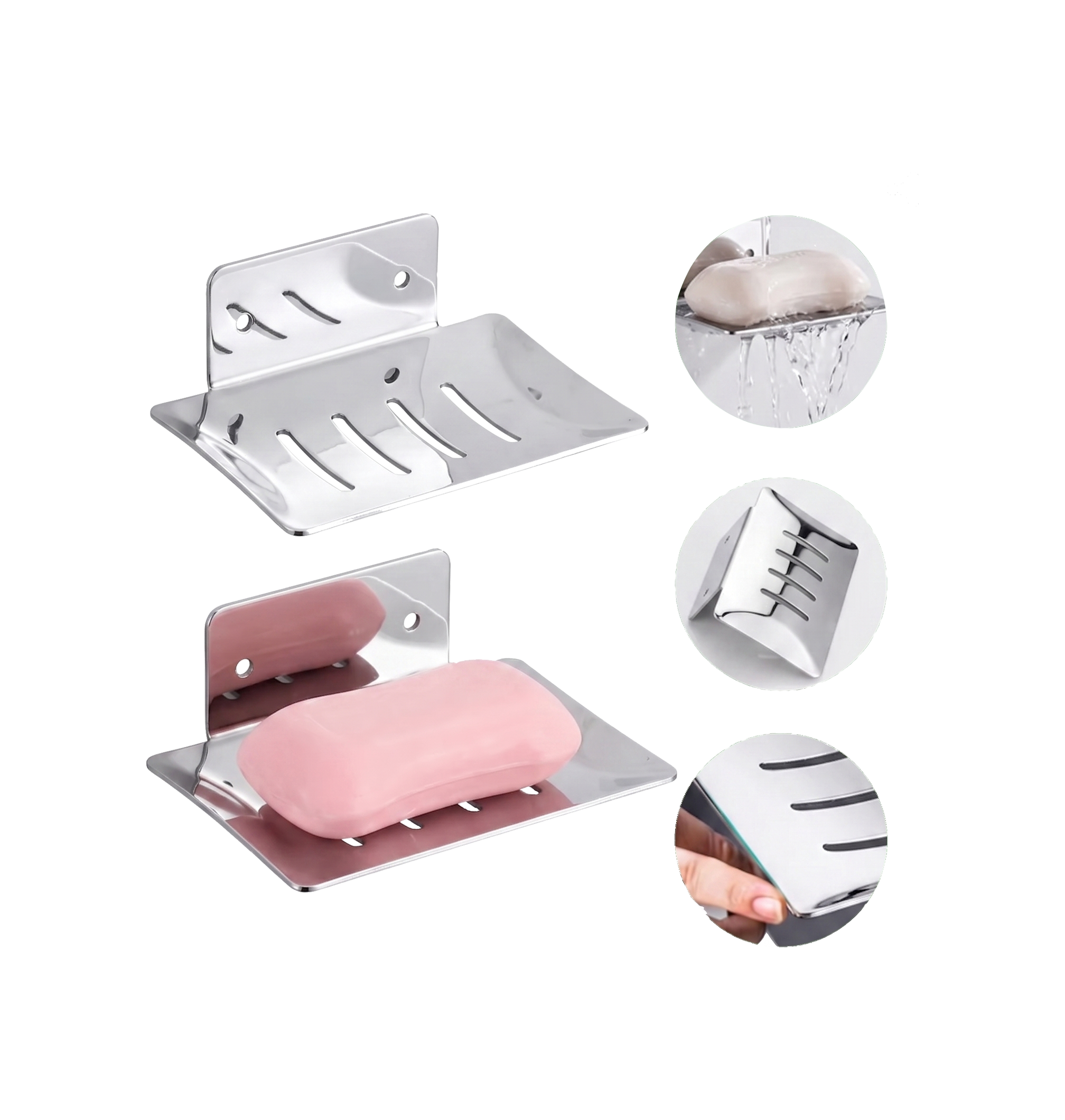Jabonera de Pared Rectangular – Cromado Minimalista-FOLGVEX