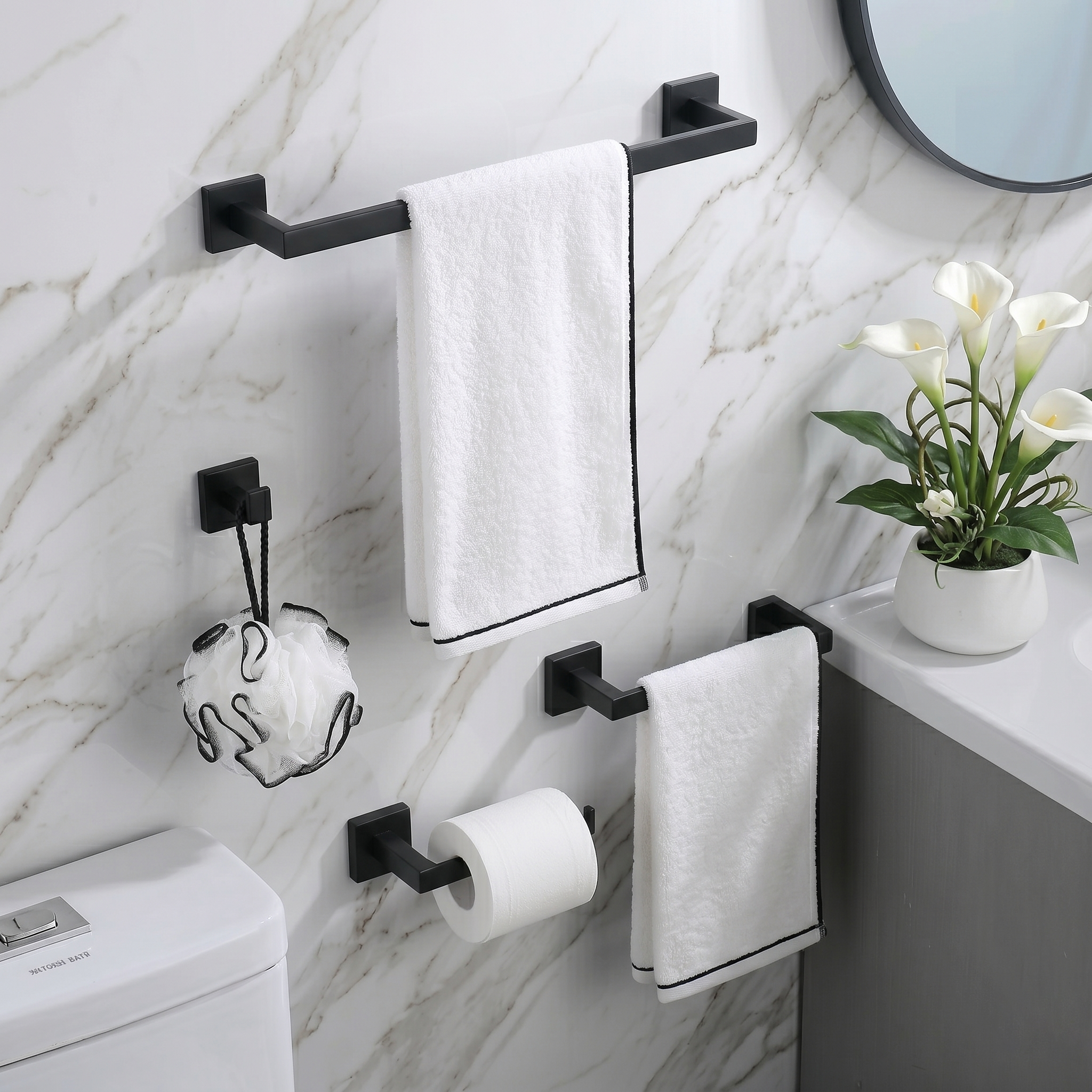 Set de Accesorios de Baño Premium – 4 Piezas Negro Mate-FOLGVEX