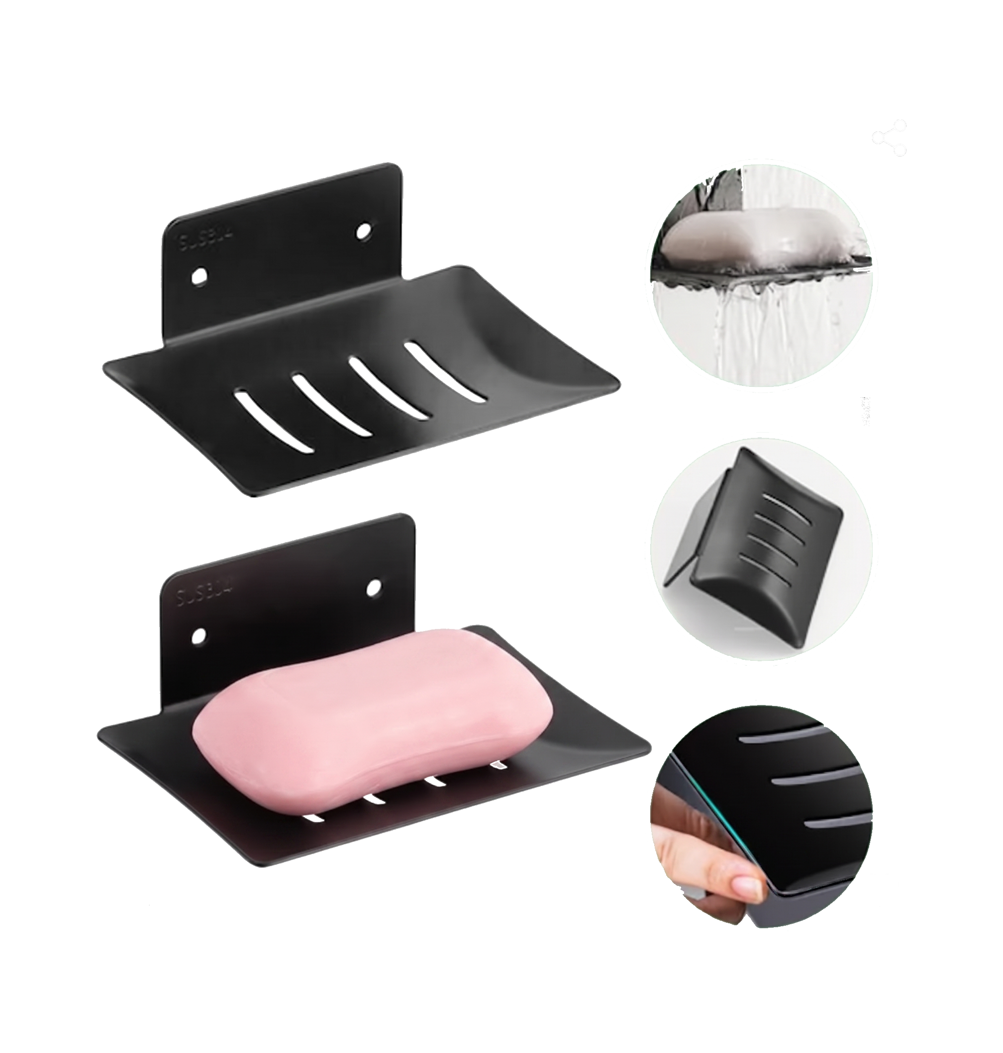 Jabonera de Pared Rectangular – Negro Mate Minimalista
