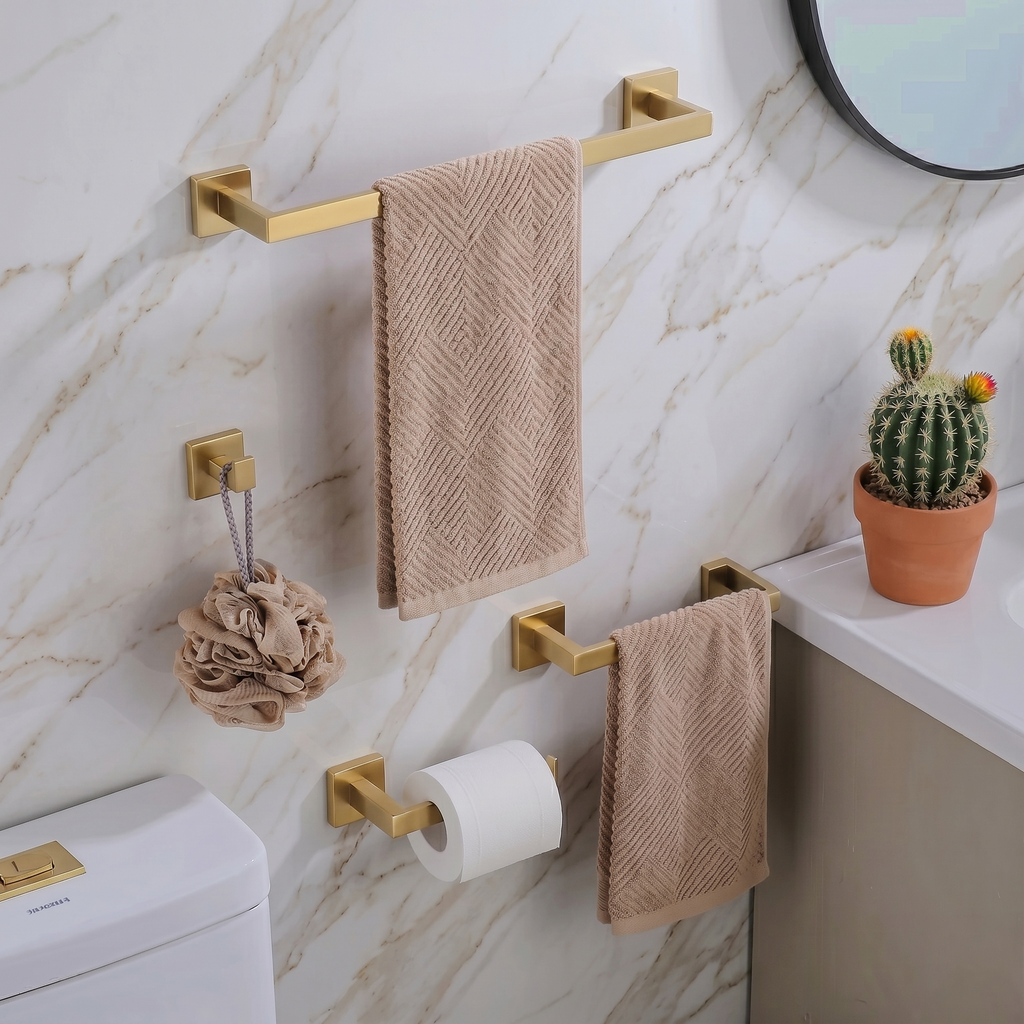 Set de Accesorios de Baño Premium – 4 Piezas Dorado-FOLGVEX