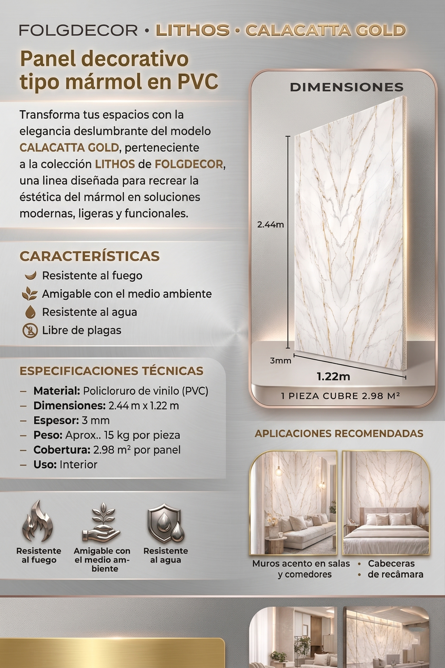 FOLGDECOR · LITHOS · CALACATTA GOLD