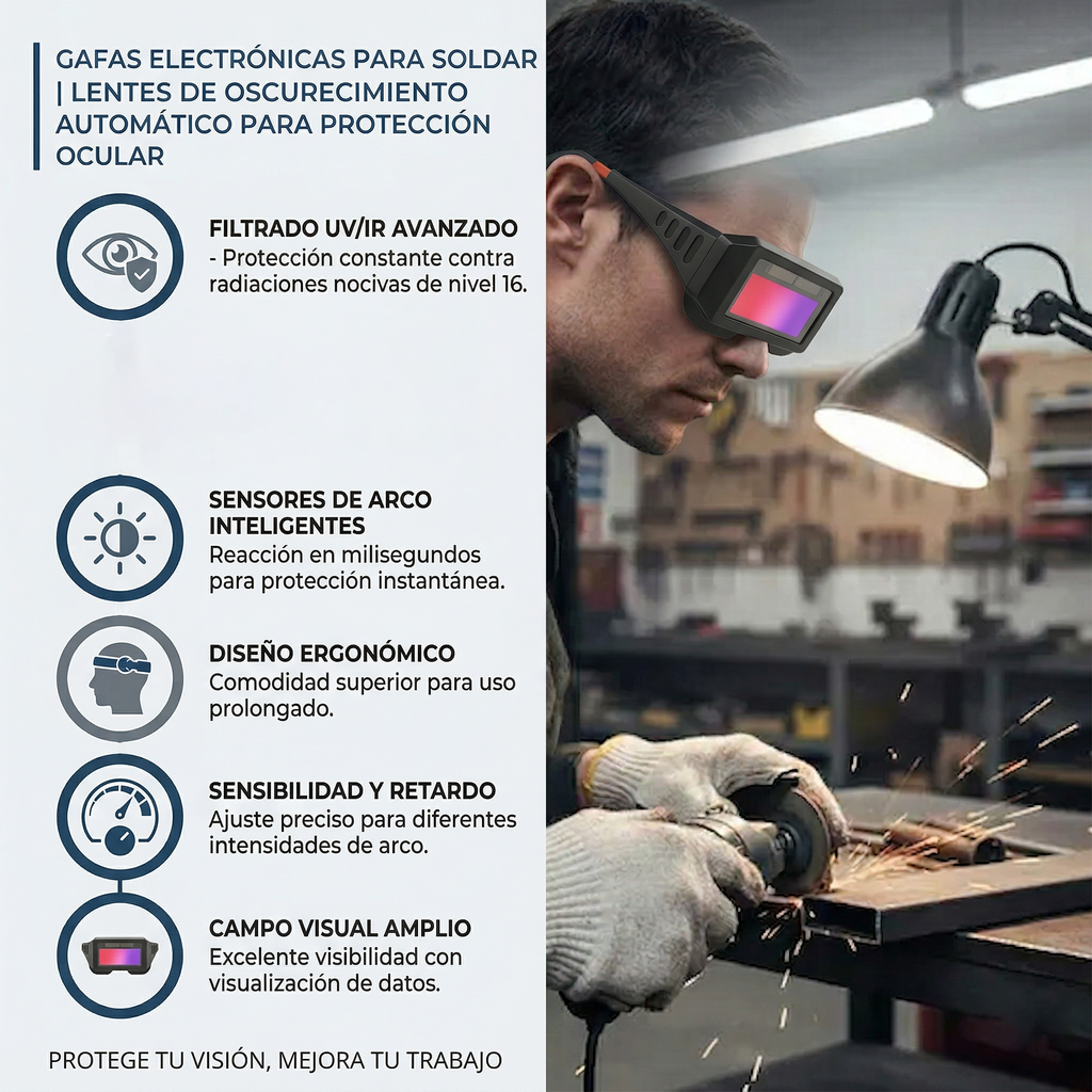 Gafas Electrónicas para Soldar | Lentes de Oscurecimiento Automático-FOLGTOOLS