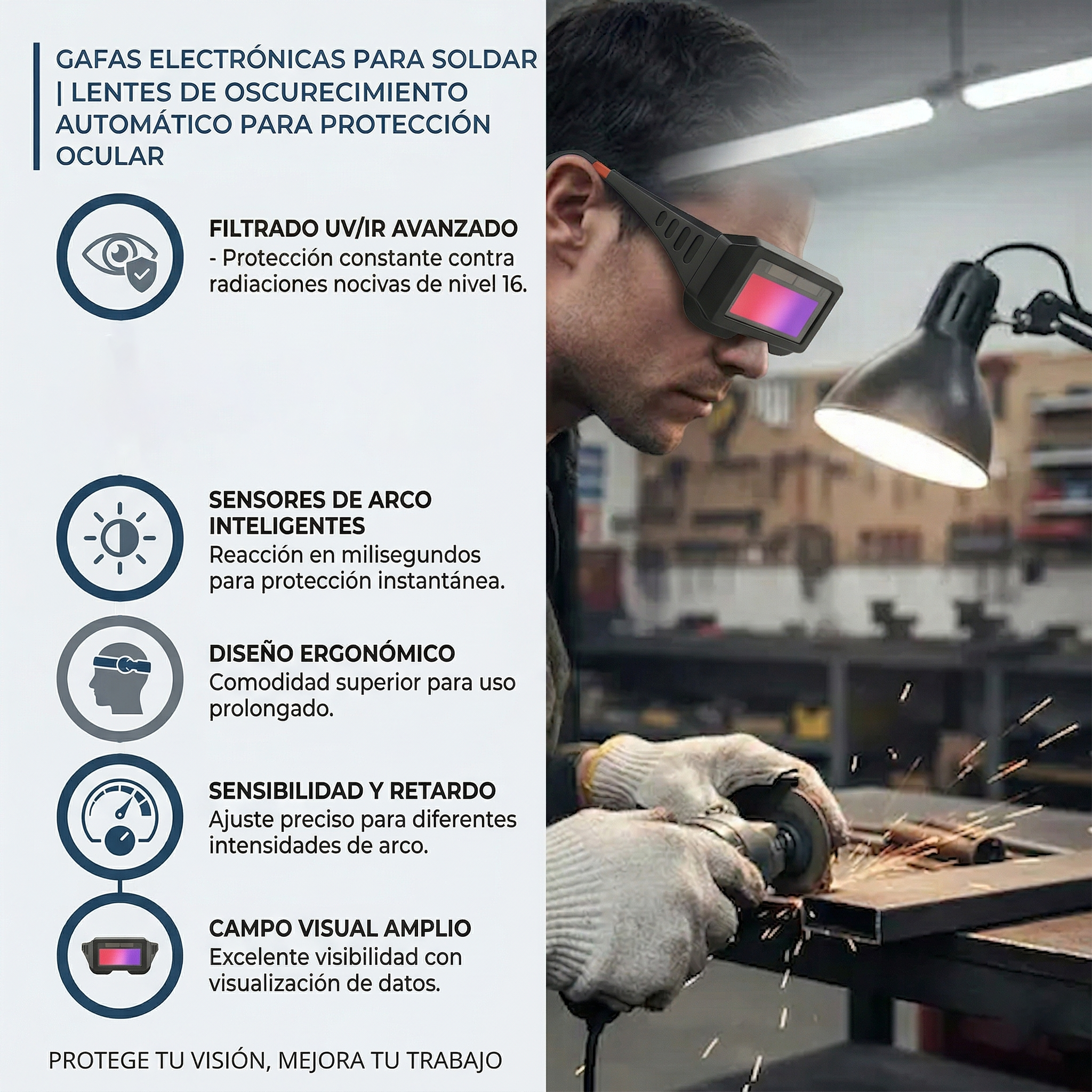Gafas Electrónicas para Soldar | Lentes de Oscurecimiento Automático-FOLGTOOLS