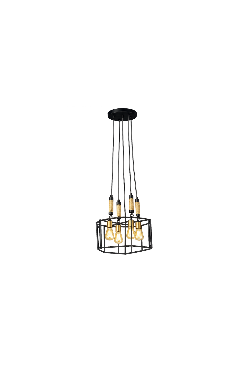 Candil Decorativo Estilo Cuadrado Colgante para Techo con 4 Portalámparas