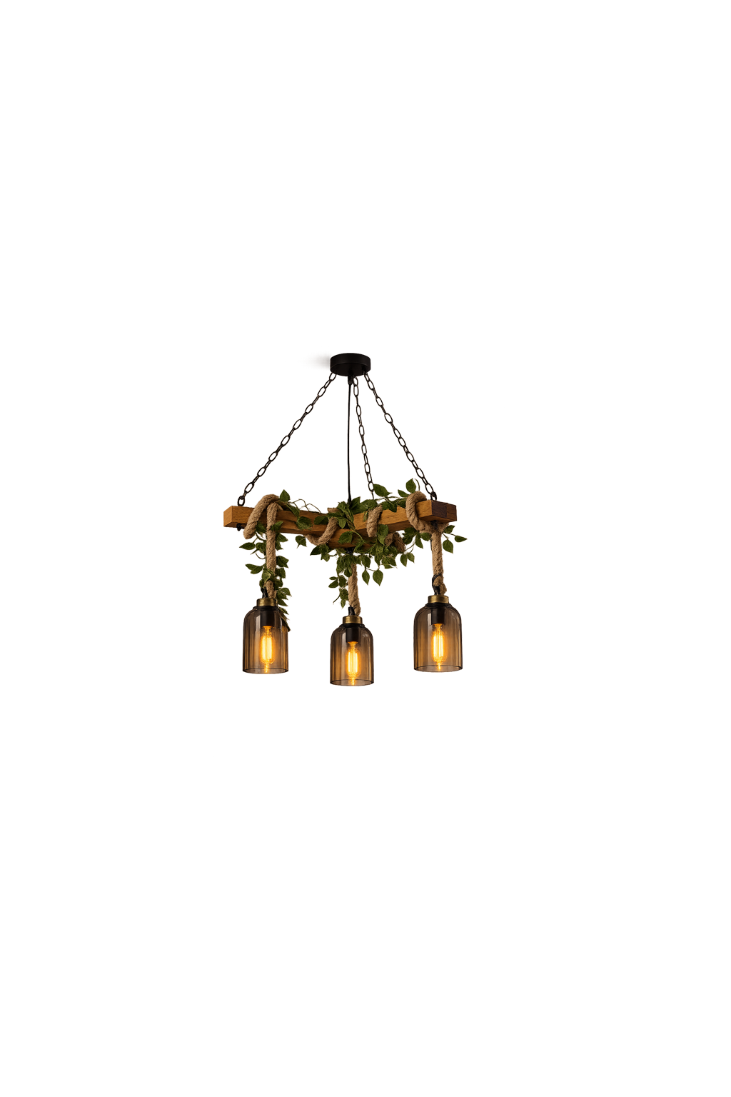 Candil Decorativo Estilo Naturaleza con 3 Portalámparas