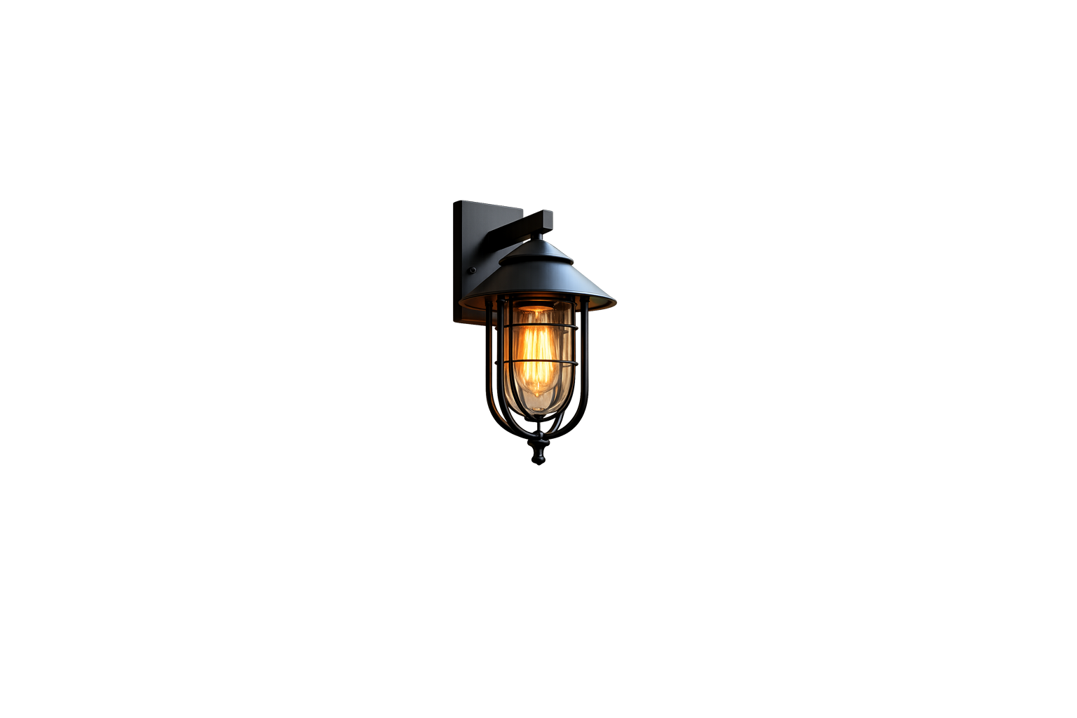Lámpara de Pared Color Negro Estilo Farol Redondo
