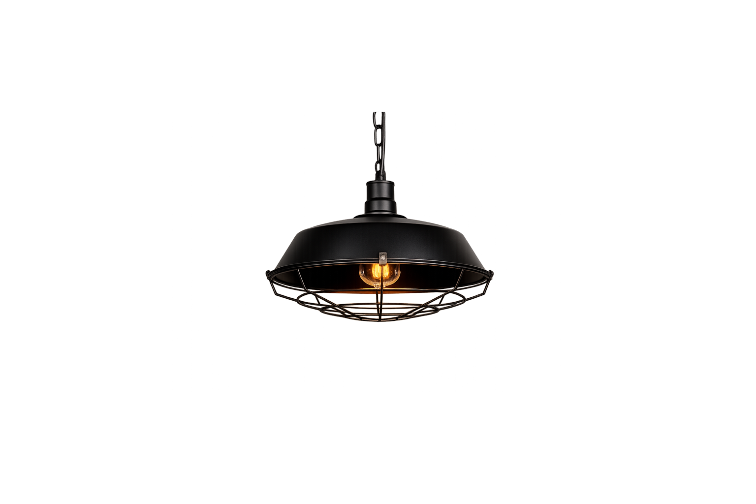 Candil Decorativo Forma Semicircular con Rejilla Negra | FOLGTECH