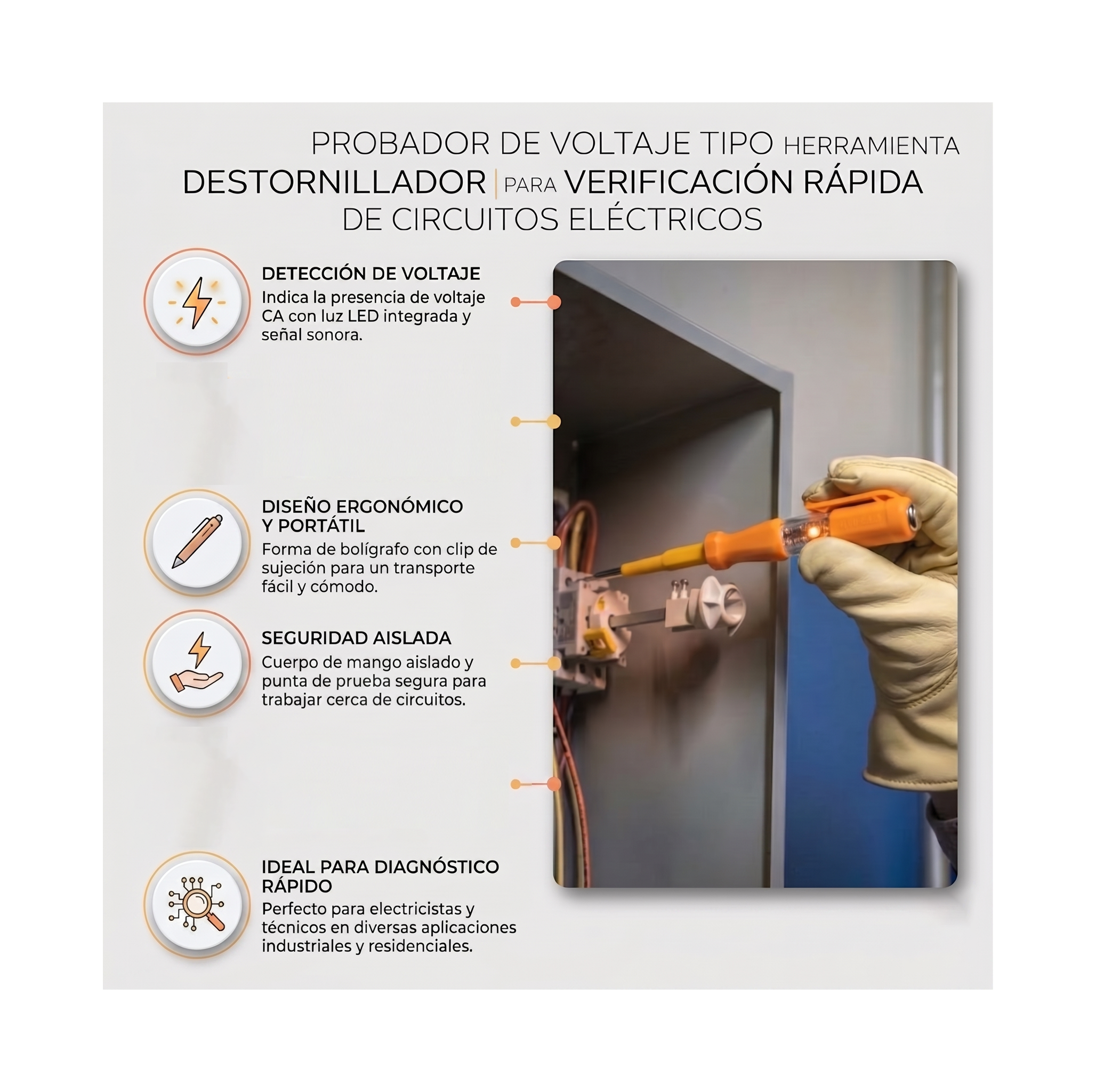 Probador de Voltaje Tipo Destornillador -FOLGTOOLS