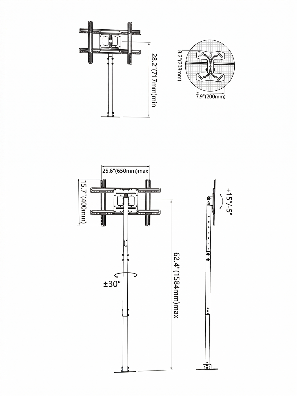 Soporte De Pantalla Para Techo 32" A 75" -FOLGTOOLS