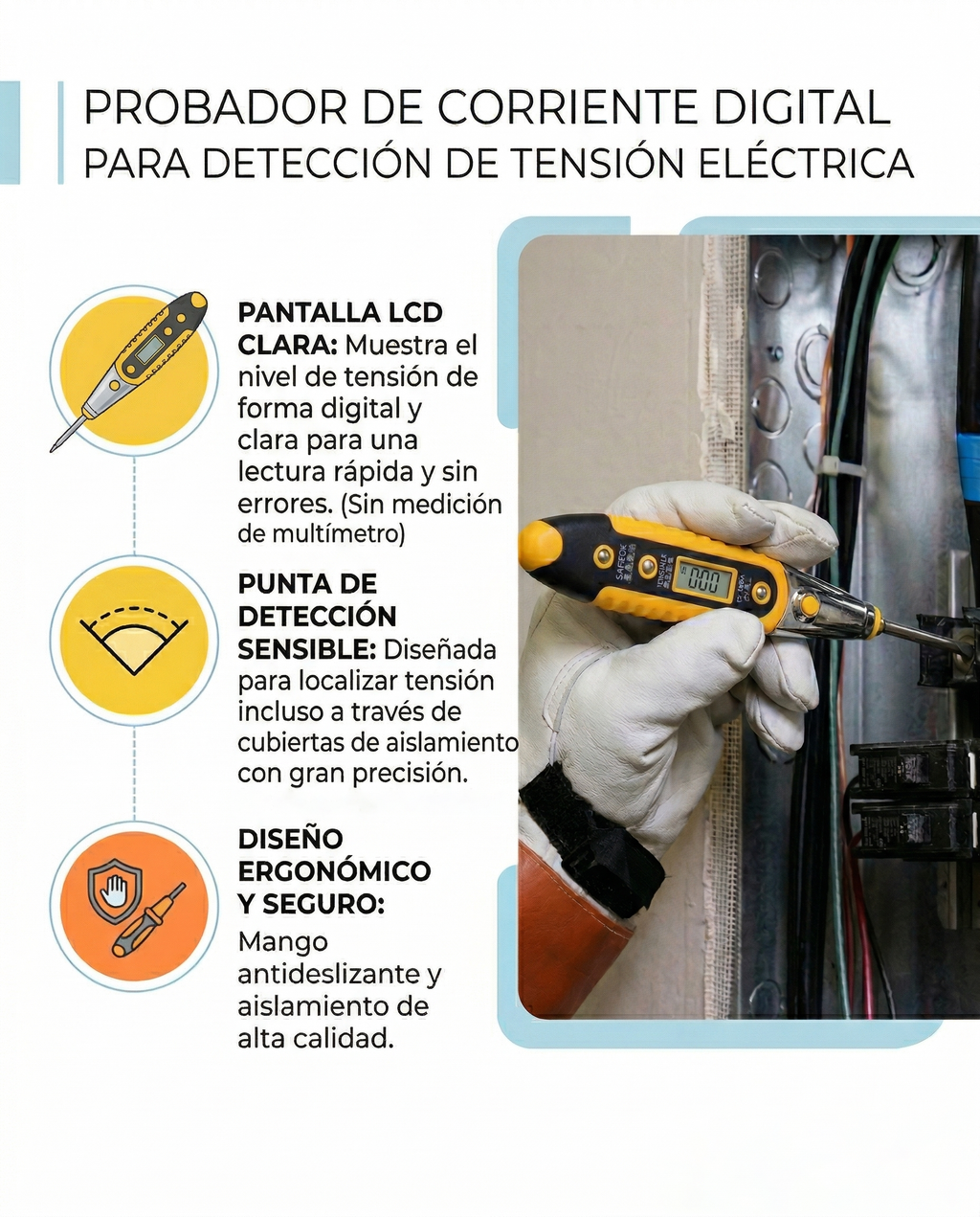 Probador de Voltaje Digital Safe-Check 250- FOLGTOOLS