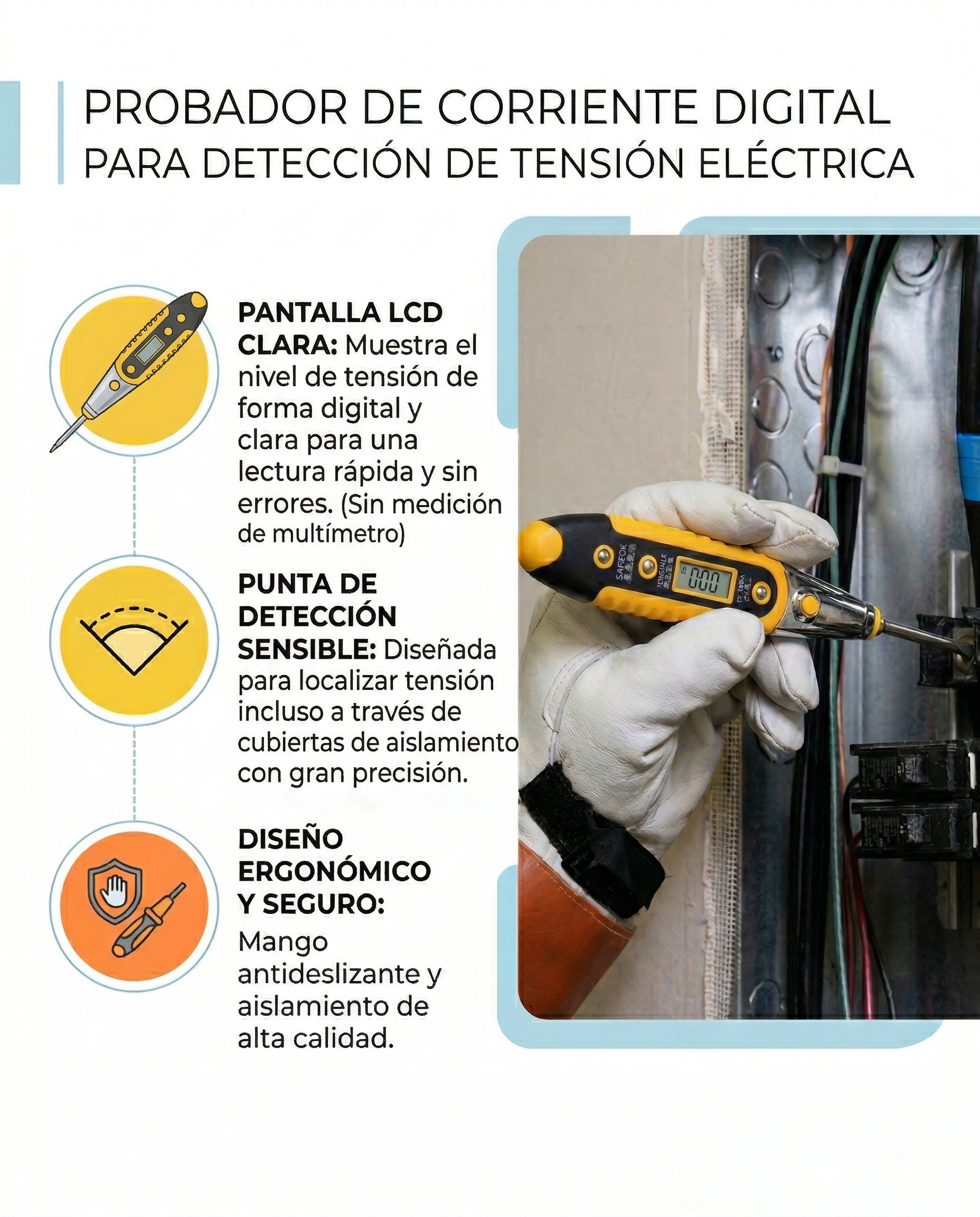 Probador de Voltaje Digital Safe-Check 250- FOLGTOOLS
