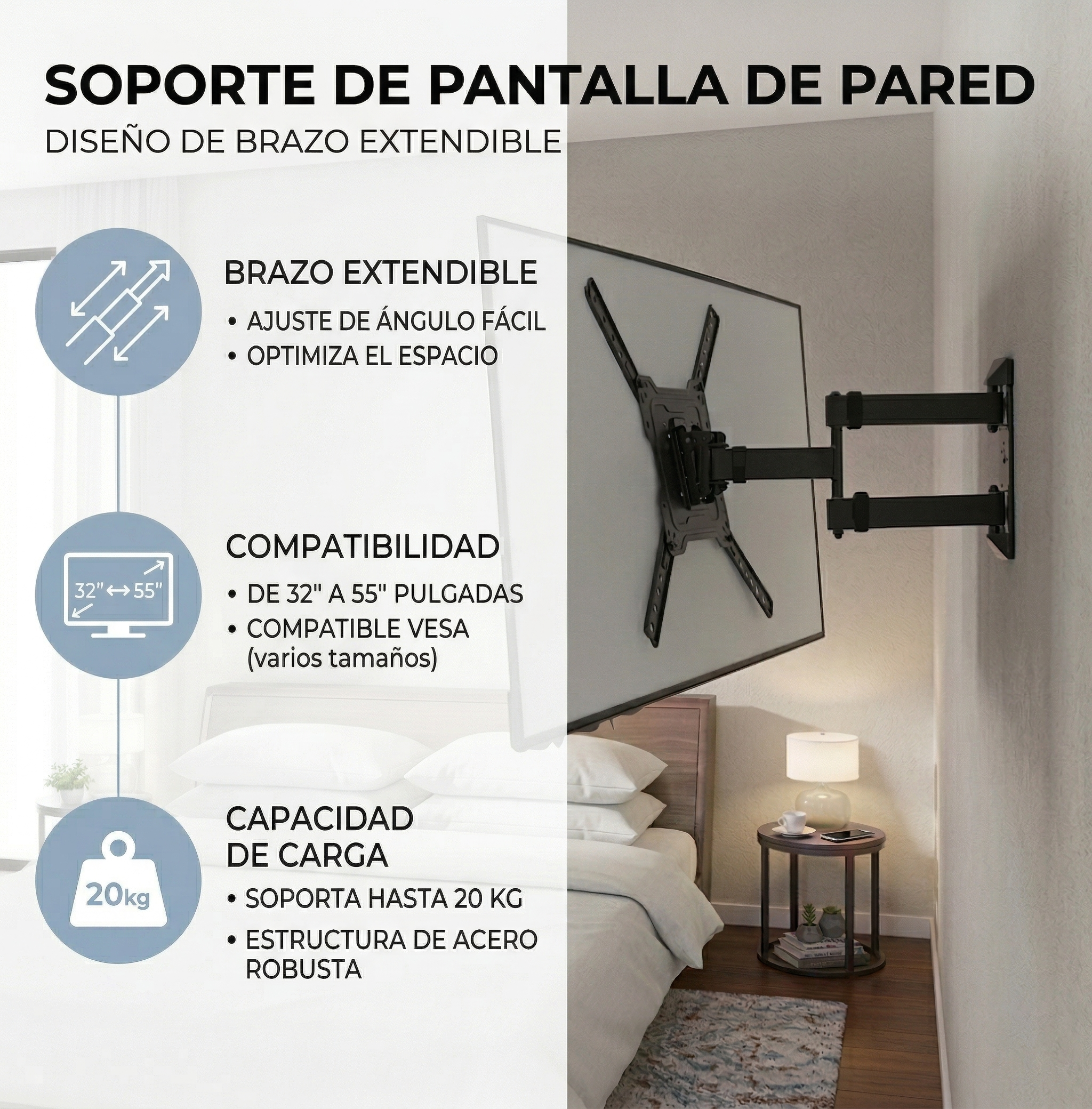 Soporte de pantalla 32" Brazo Extendible -FOLGTOOLS