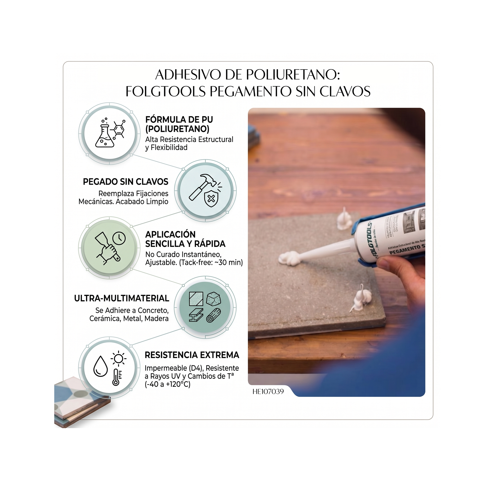 Pegamento Sin Clavos (Adhesivo de Poliuretano de Alta Resistencia)-FOLGTOOLS