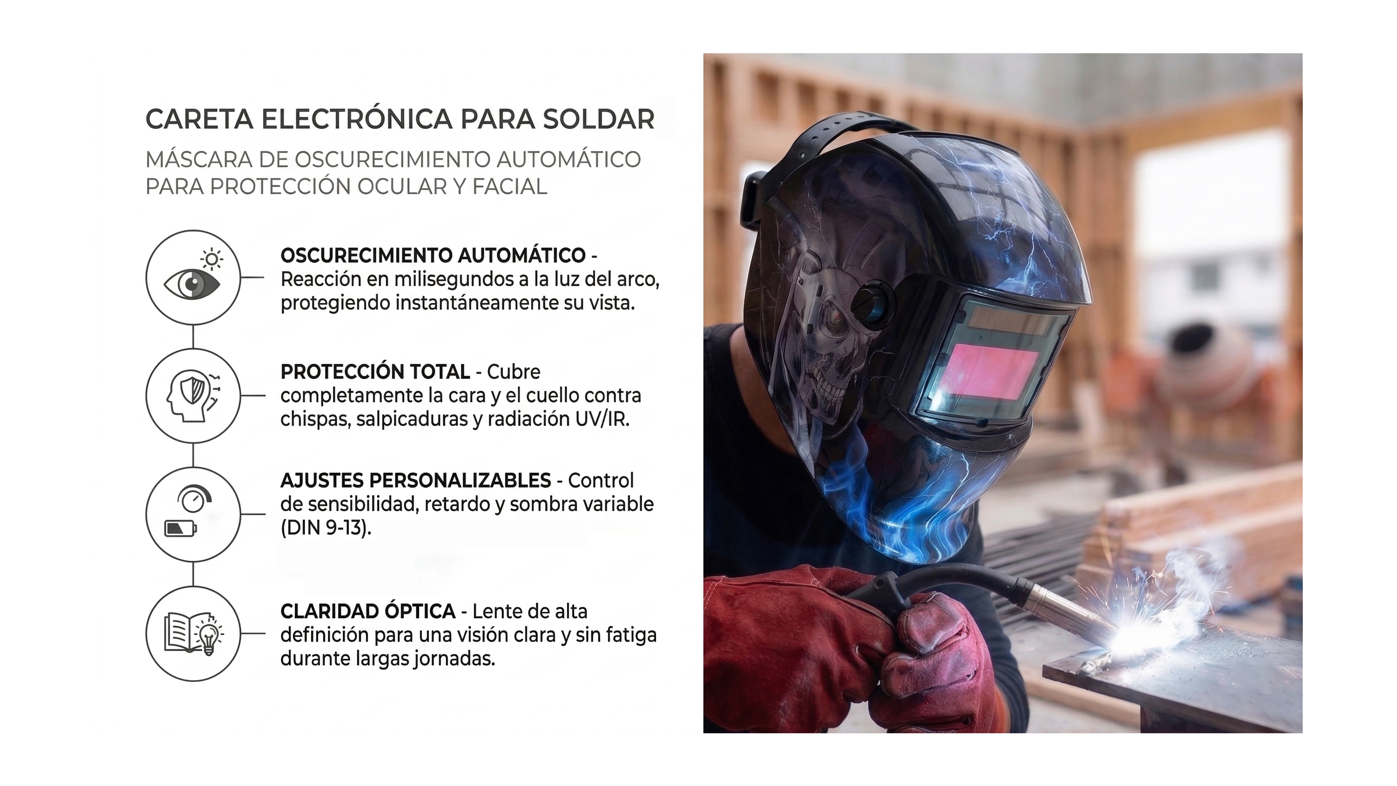 CARETA ELECTRÓNICA PARA SOLDAR | EDICIÓN SKULL & LIGHTNING-FOLGTOOLS