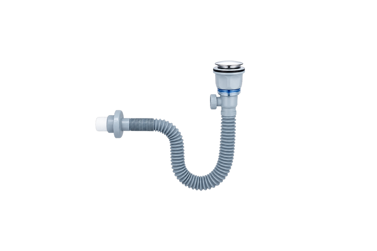 Céspol Flexible para Lavabo con Contra Push y Válvula Antiolores FOLGVEX®
