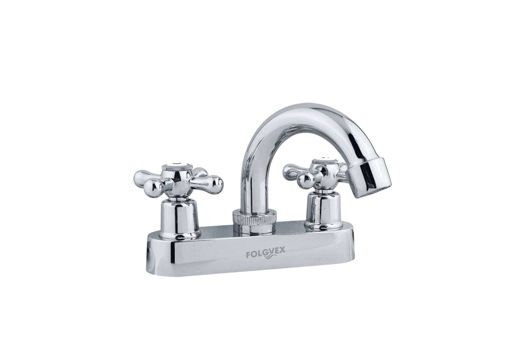 MEZCLADORA PARA LAVABO FOLGVEX · CUELLO BAJO CLÁSICO CON CRUCETAS METÁLICAS  | FOLGLUX