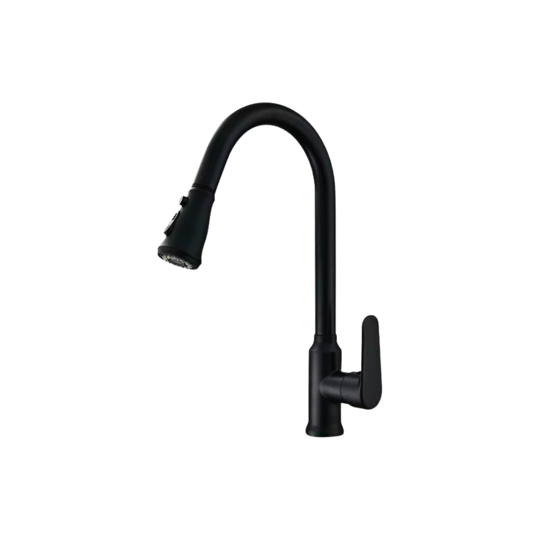 MONOMANDO PARA FREGADERO FOLGVEX – CUELLO ALTO CON CABEZAL EXTRAÍBLE NEGRO MATE